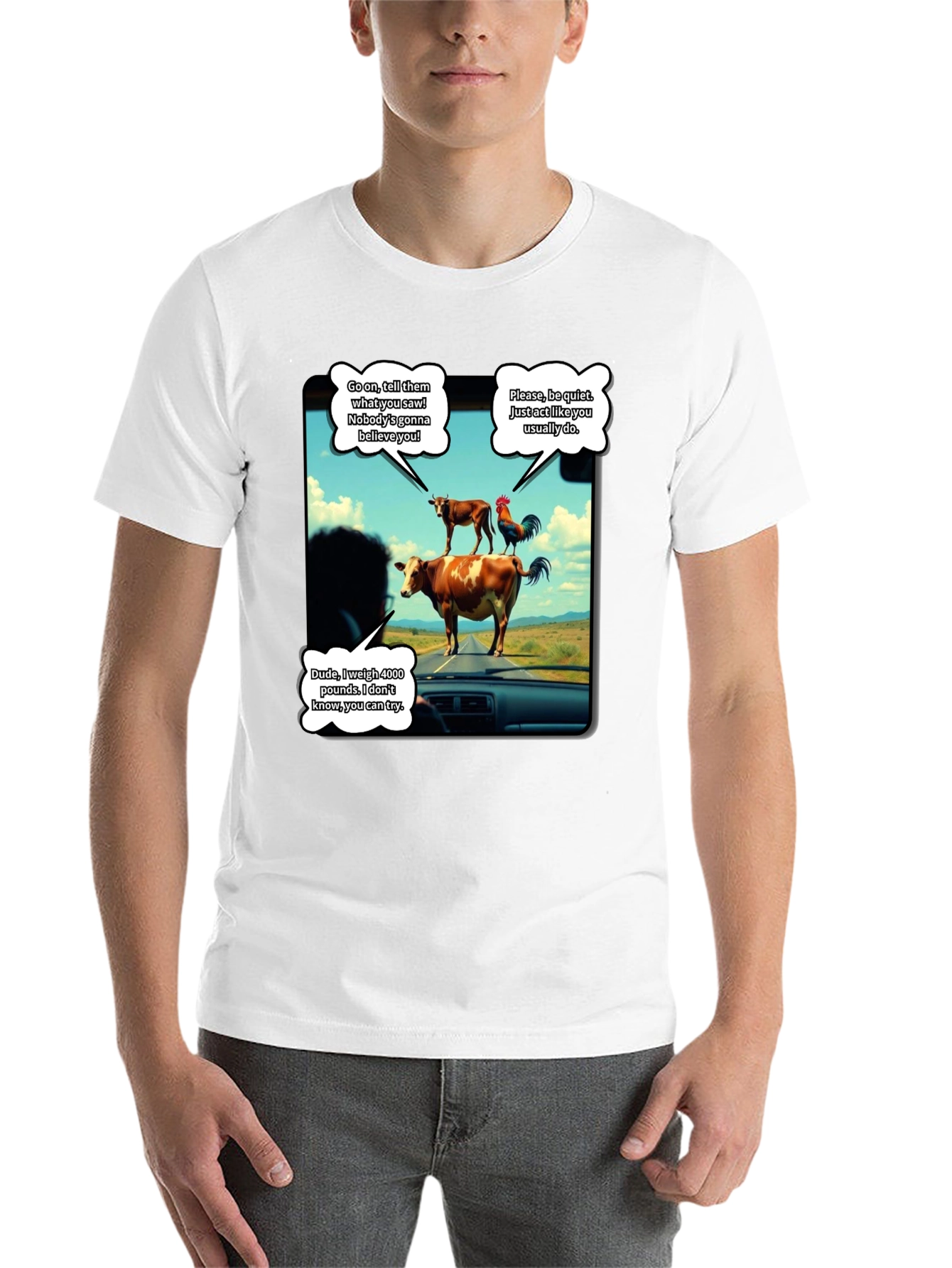 Black Talking Animals Graphic T-Shirt - Novelty Tee view 14
