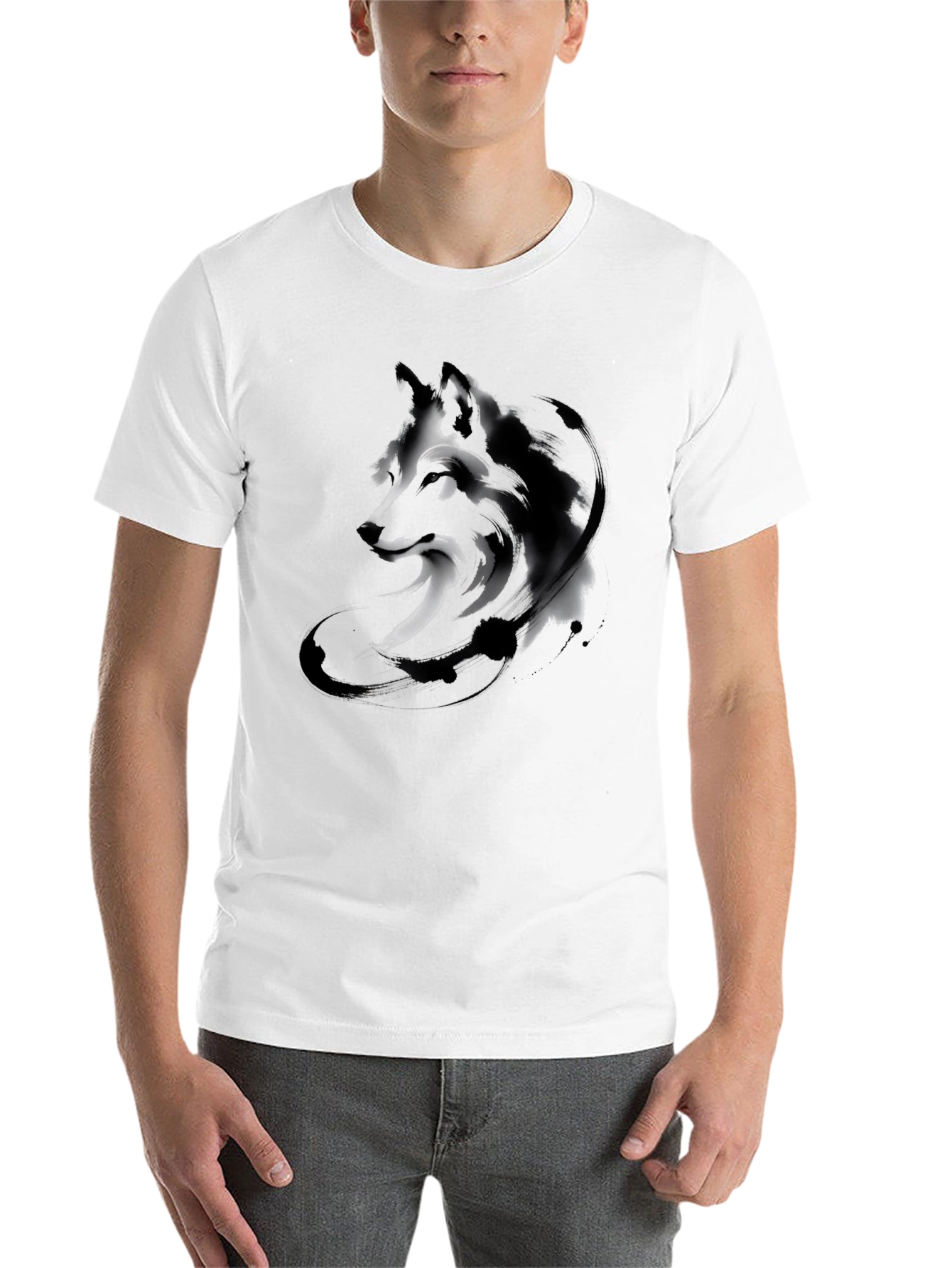 Black Abstract Wolf Graphic Tee - Black view 14