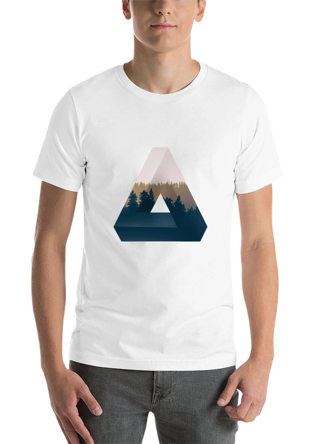 Black Geometric Forest Print T-Shirt - Stylish and Unique view 14