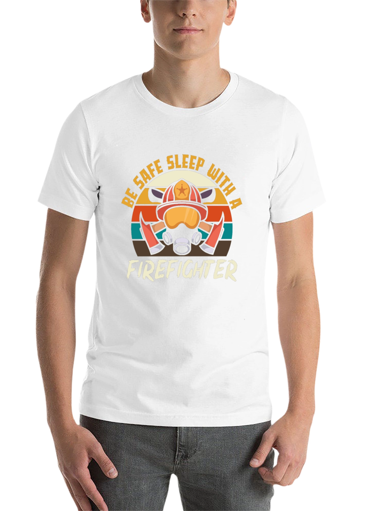 Black Firefighter Graphic Tee - Be Safe, Sleep With a Firefighter view 14