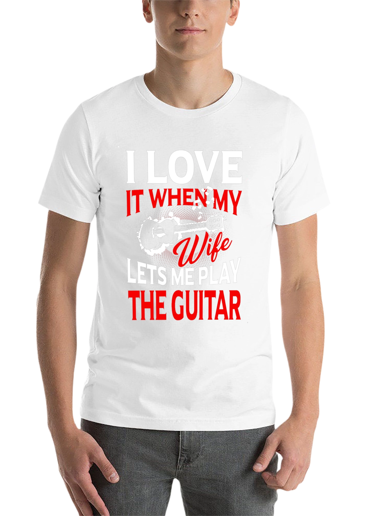 Black I Love My Wife Guitar T-Shirt view 14