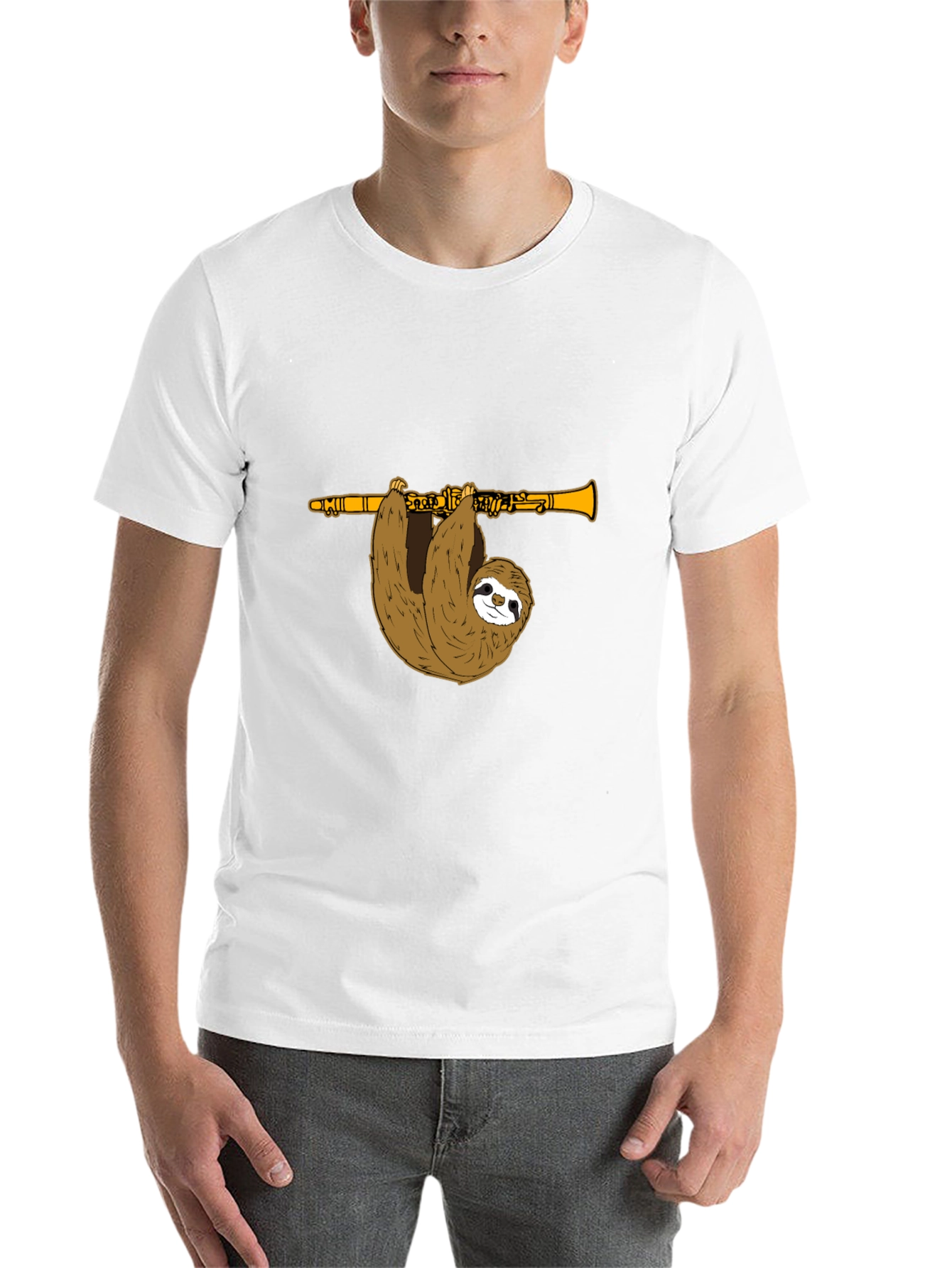 Black Sloth Clarinet T-Shirt - Funny Music Tee view 14