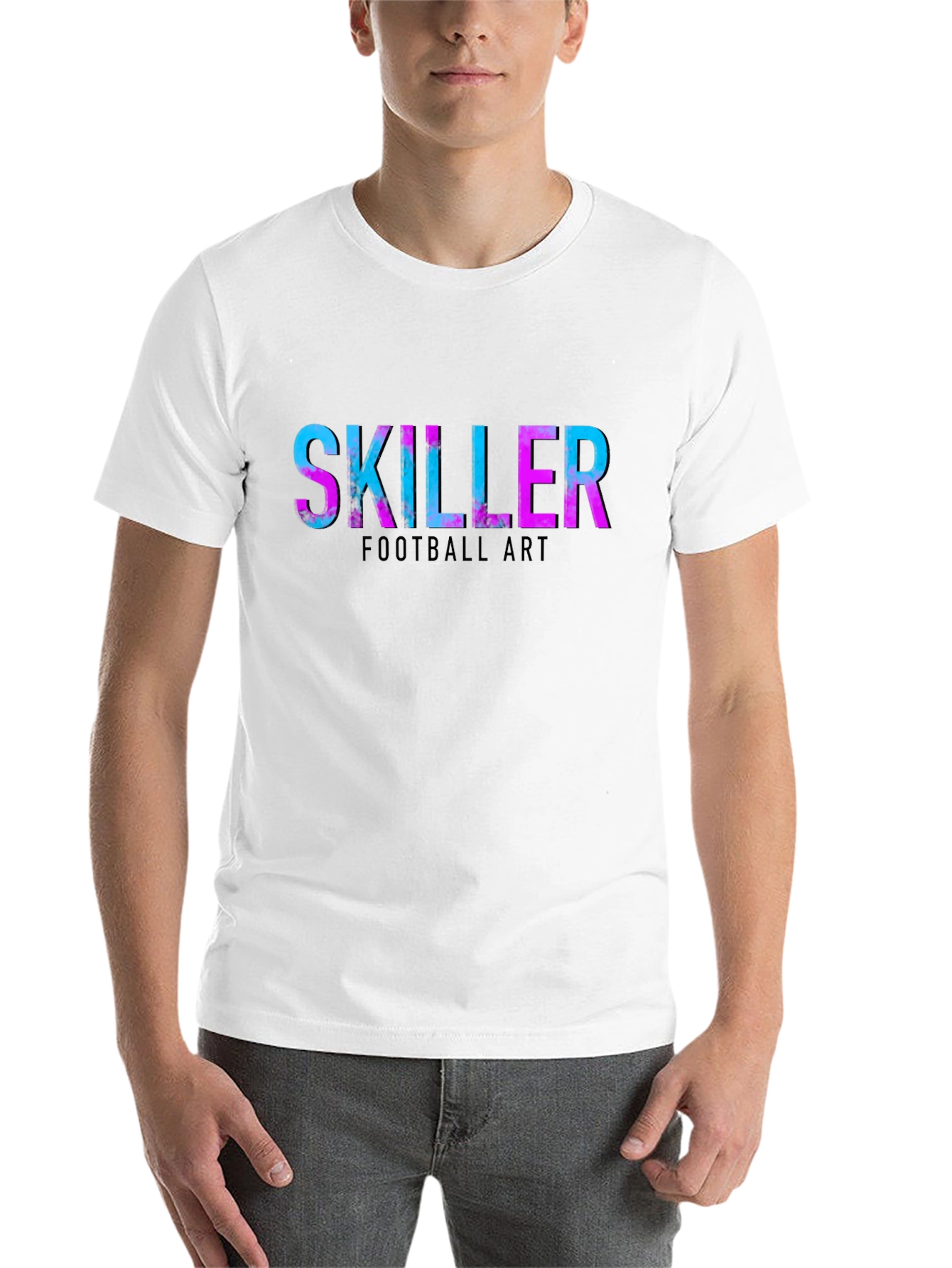 Black Skiller Football Art Graphic T-Shirt view 14
