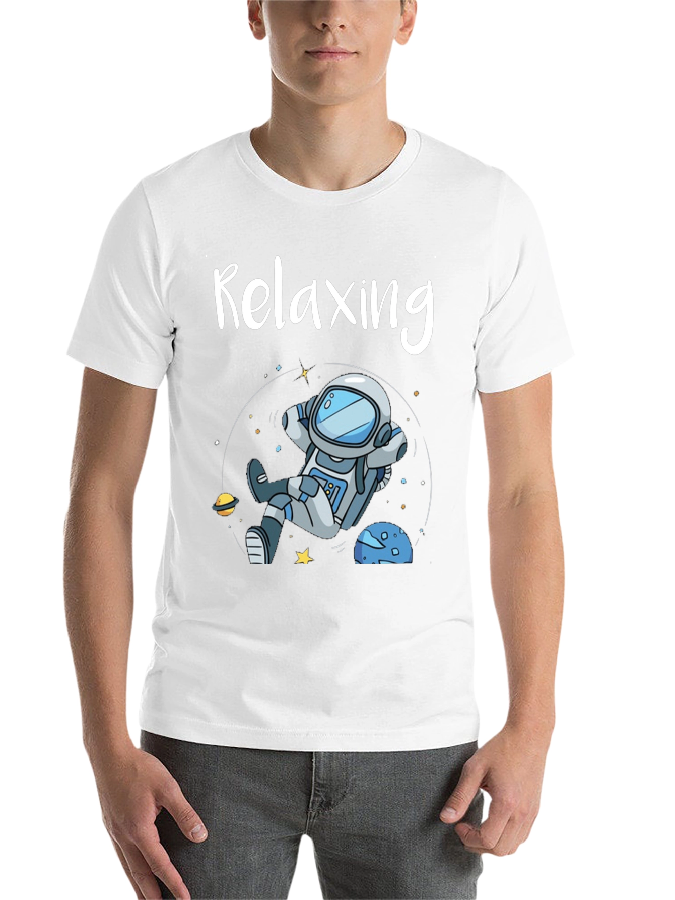 Black Relaxing Astronaut Graphic T-Shirt view 14