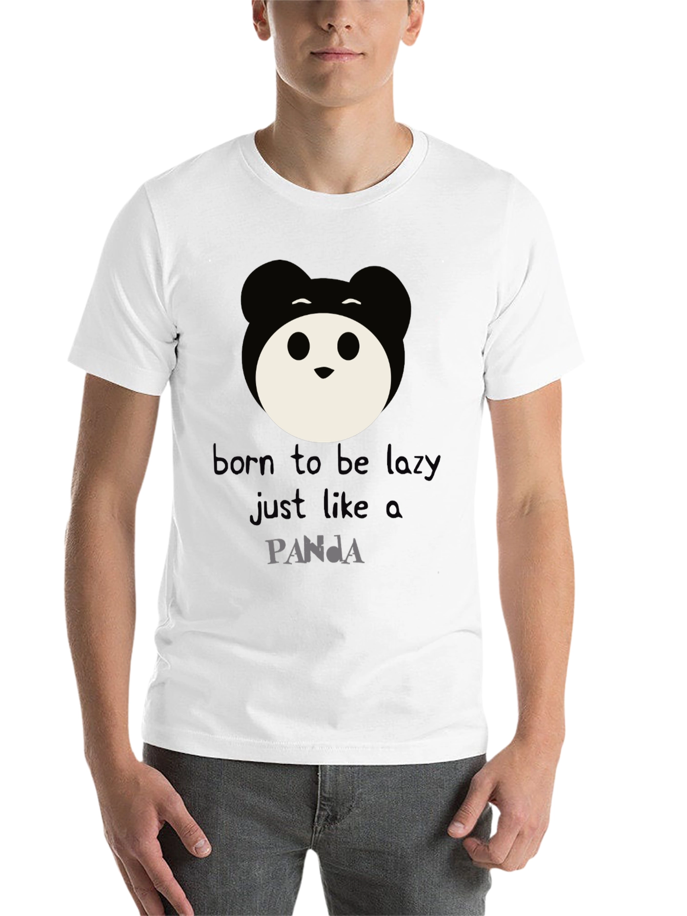 Black Born to Be Lazy Panda Graphic Tee view 14