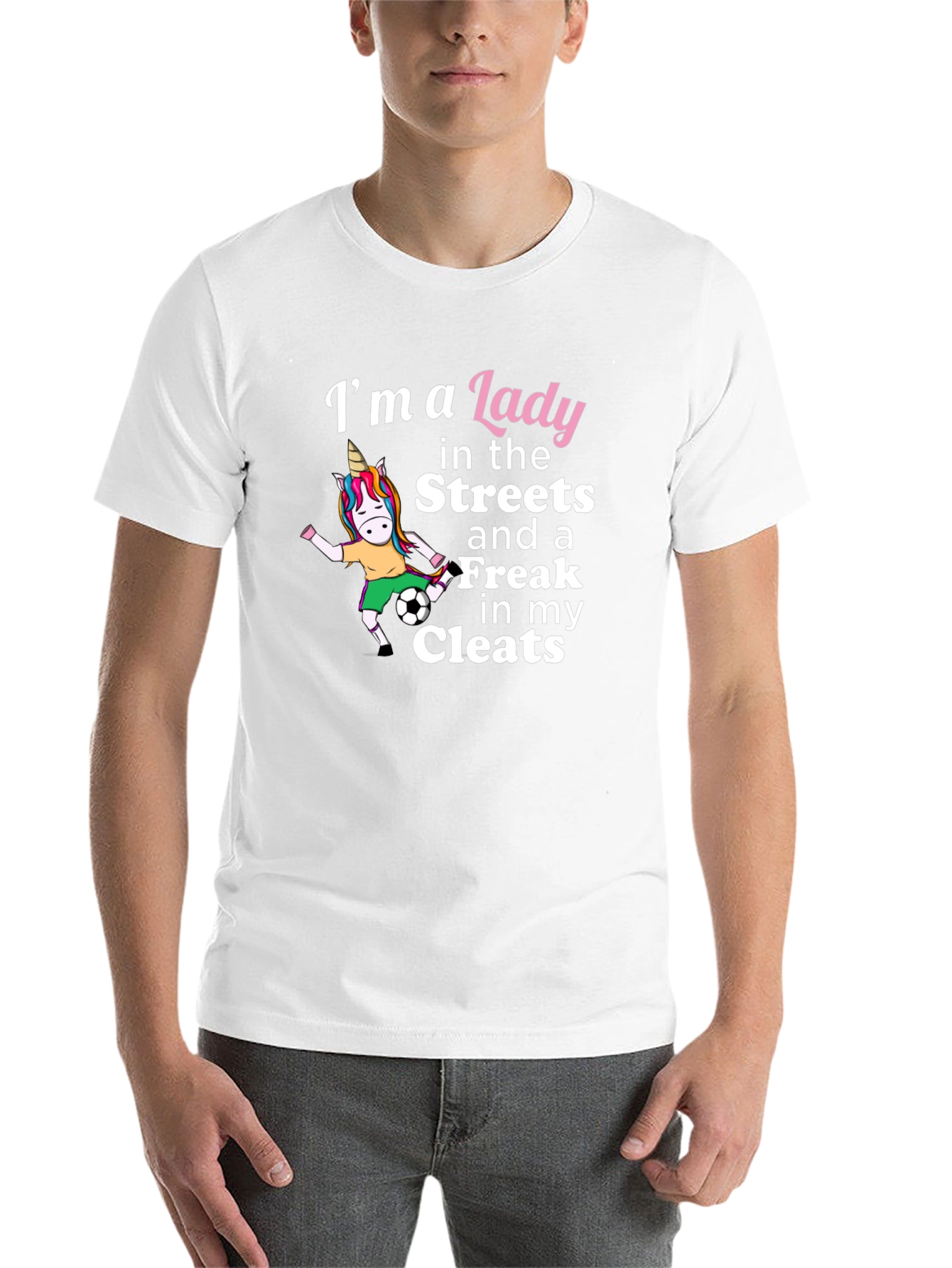 Black Lady Streets Freak Cleats Soccer Unicorn T-Shirt view 14