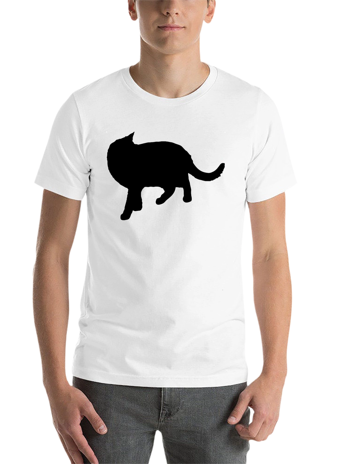Black Black Cat Silhouette Graphic Tee - Men's Crew Neck view 14
