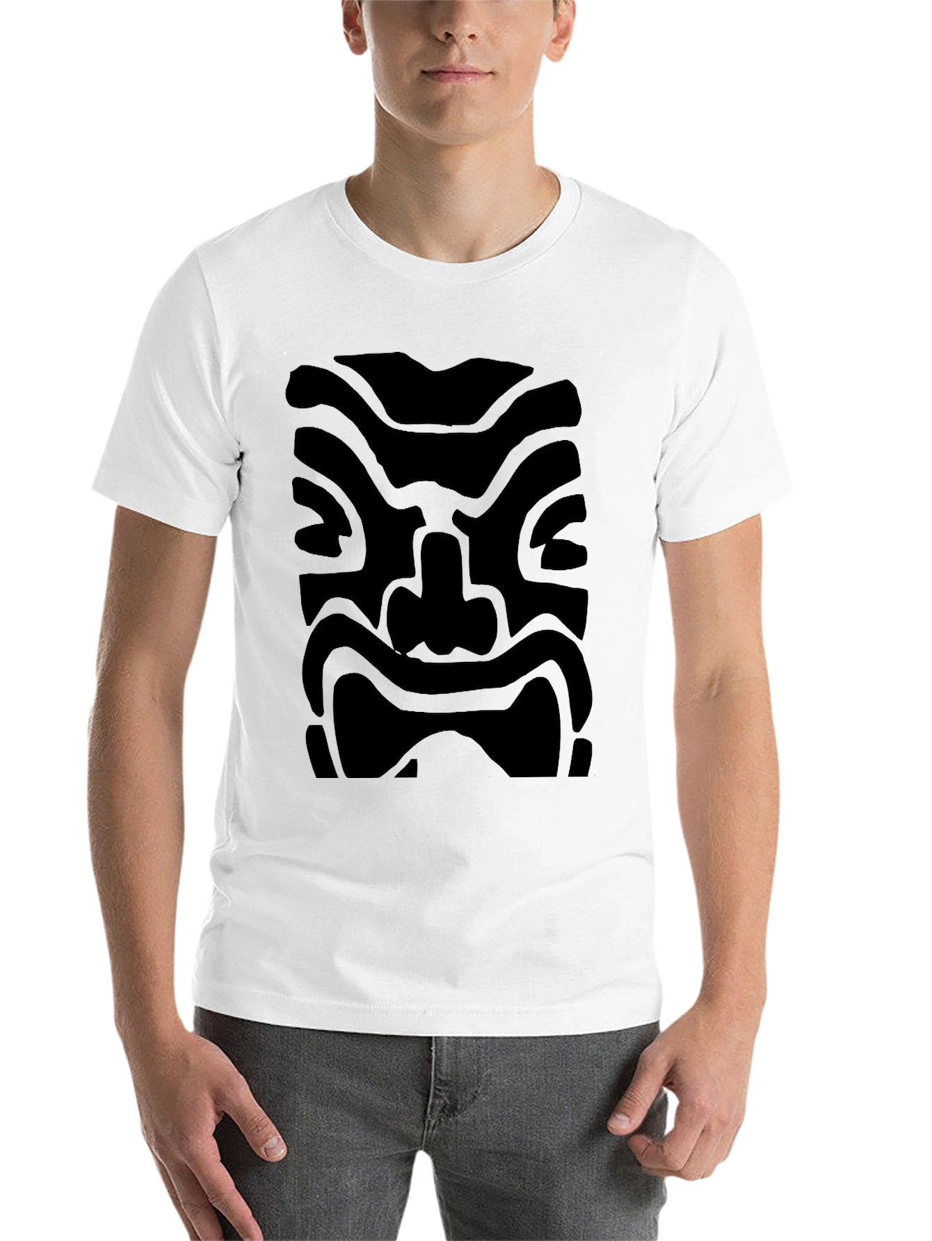 Black Abstract Face Graphic Black T-Shirt view 14