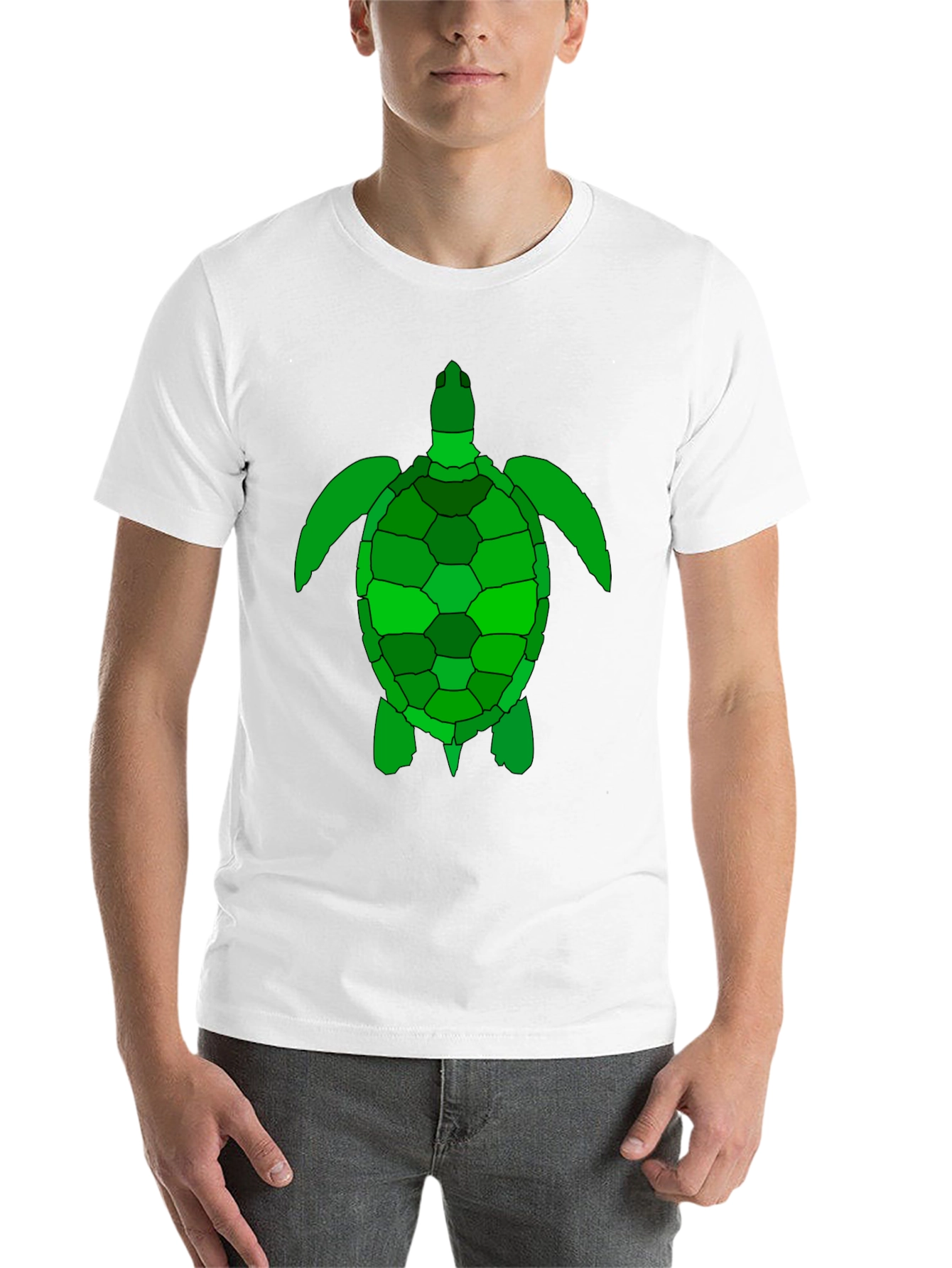 Black Green Sea Turtle Graphic Tee - Black Cotton T-Shirt view 14