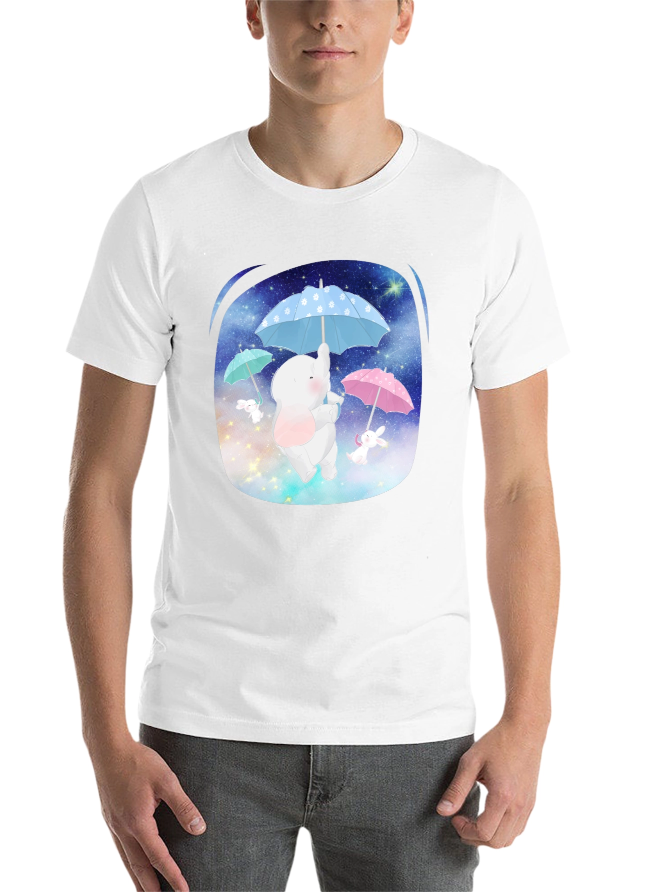 Black Cute Elephant & Bunny Tee - Dreamy Design view 14