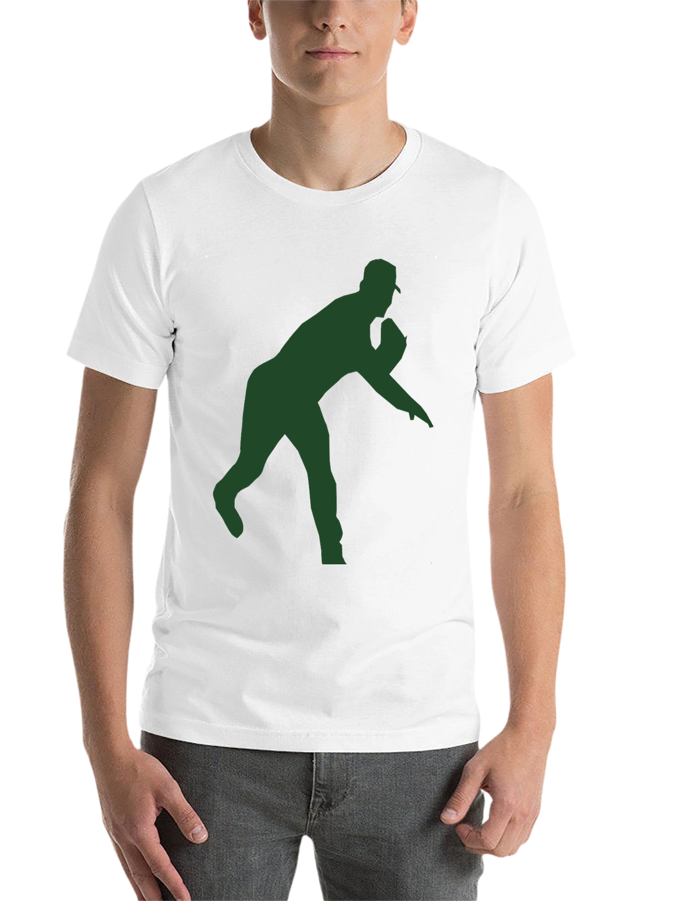 Black Baseball Pitcher Silhouette T-Shirt view 14
