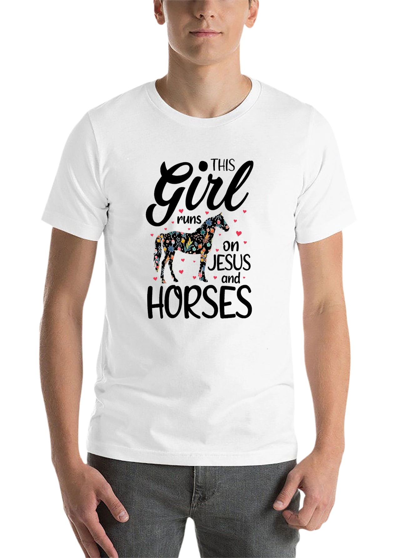 Black This Girl Runs on Jesus and Horses T-Shirt view 14
