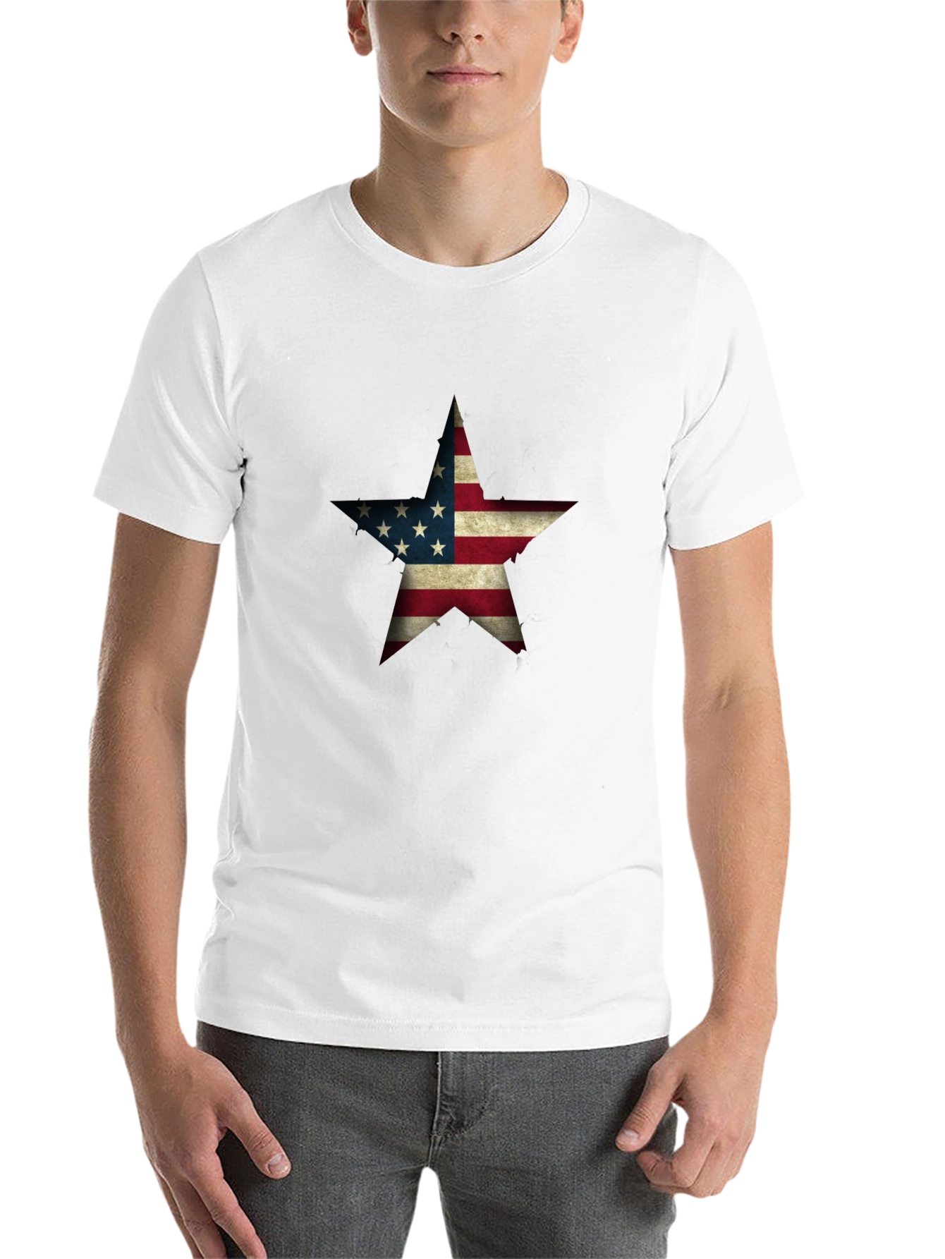 Black USA Flag Star Graphic Black T-Shirt view 14