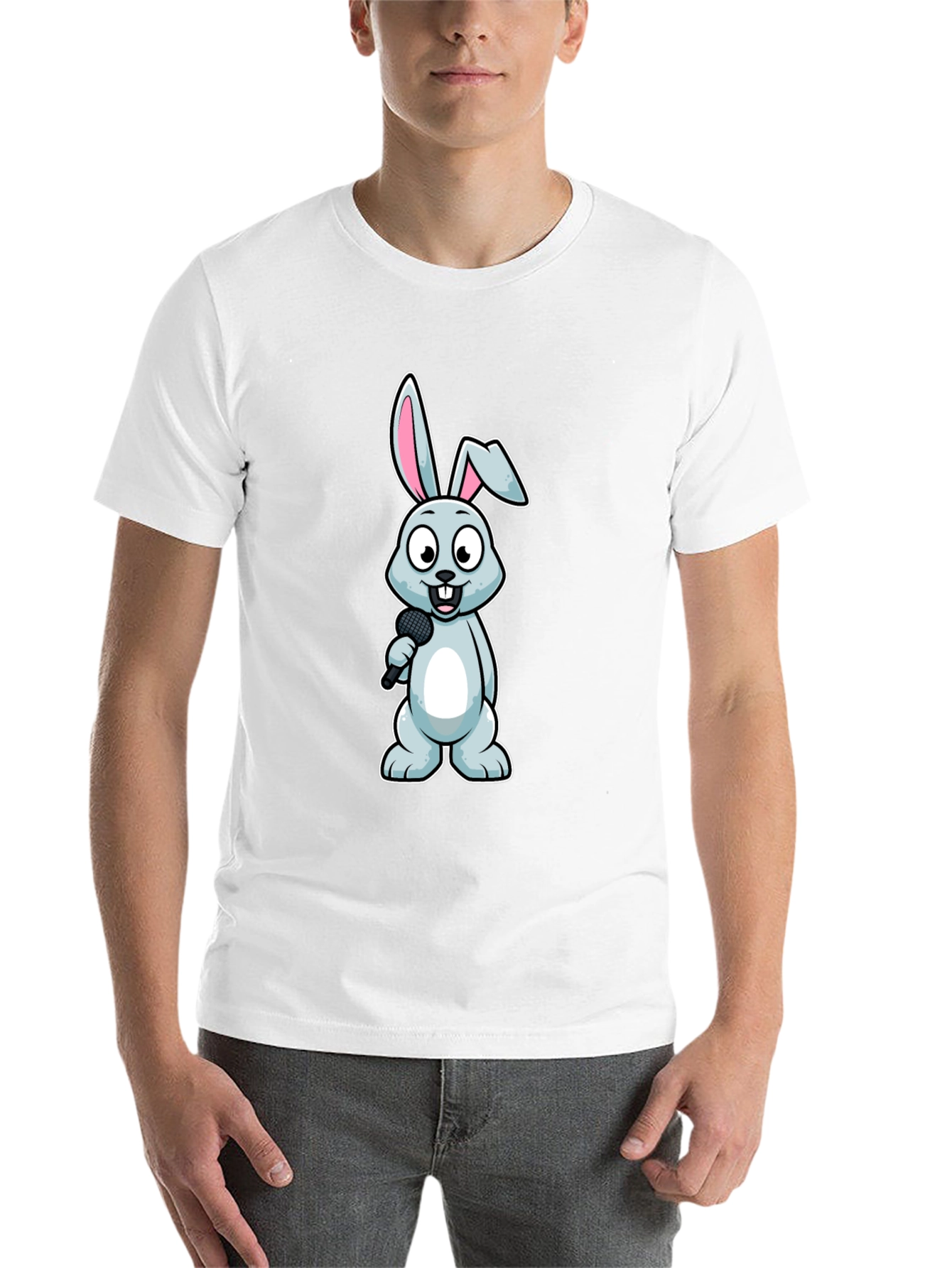Black Bunny Singer T-Shirt - Black Cotton Tee view 14