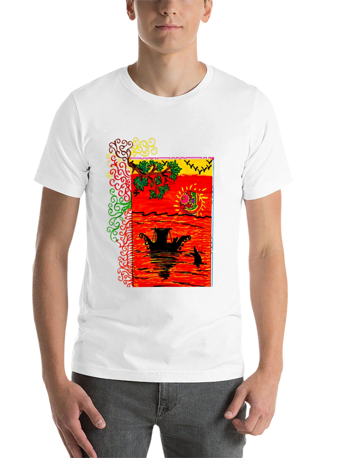 Black Sunset Sail Graphic Tee - Black view 14