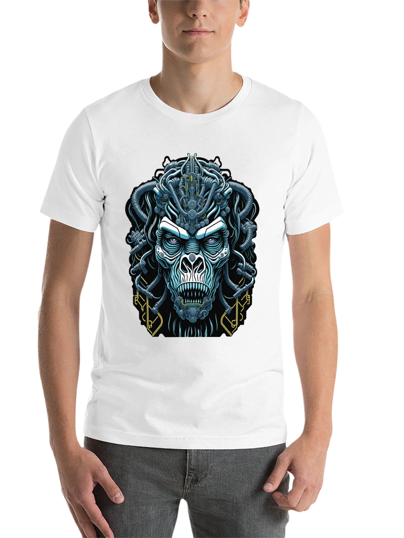 Black Cyberpunk Gorilla Graphic Tee - Bold Black view 14