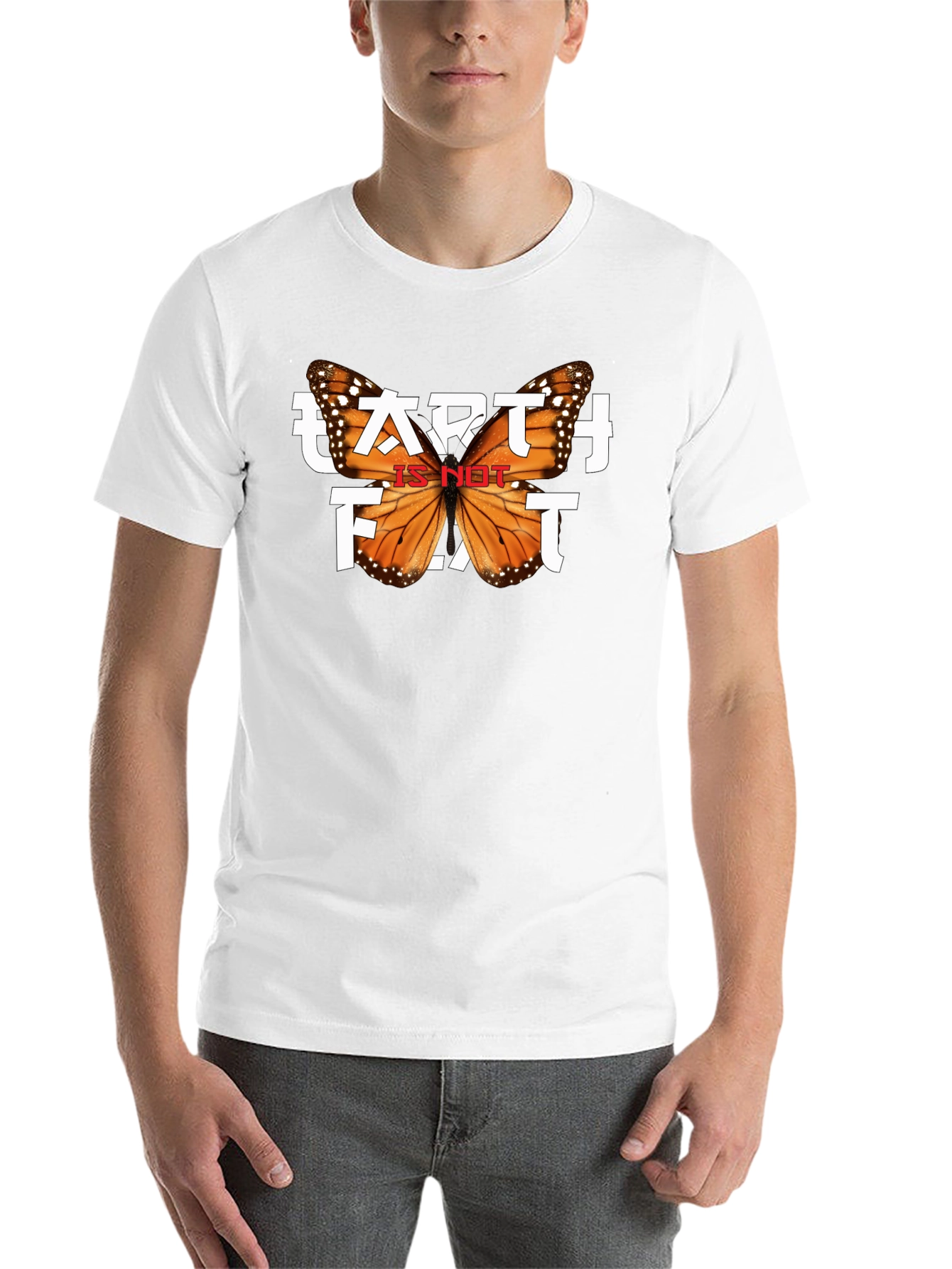 Black Earth is NOT Flat Butterfly Graphic Tee view 14