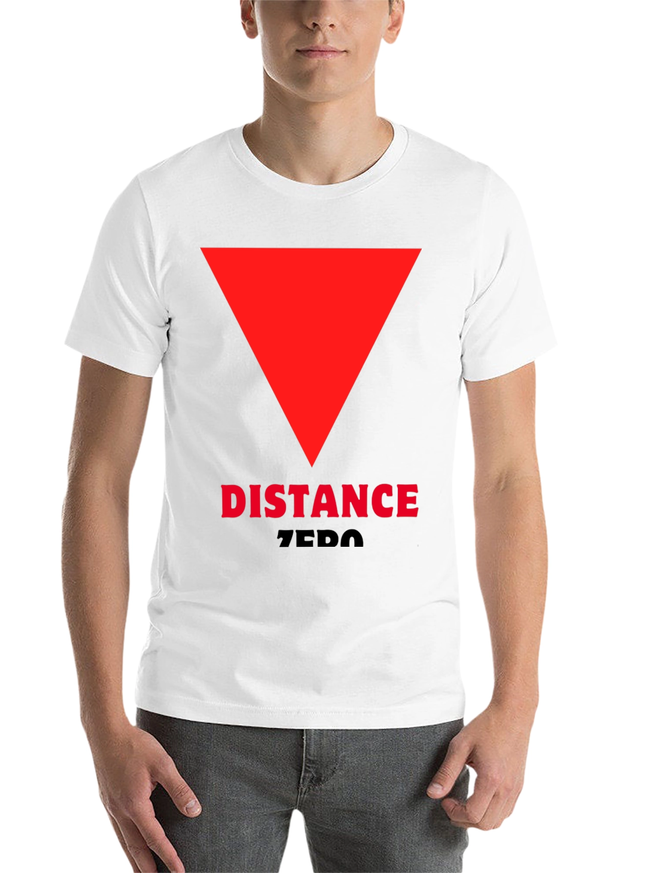 Black Distance Zero T-Shirt - Red Triangle Design view 14