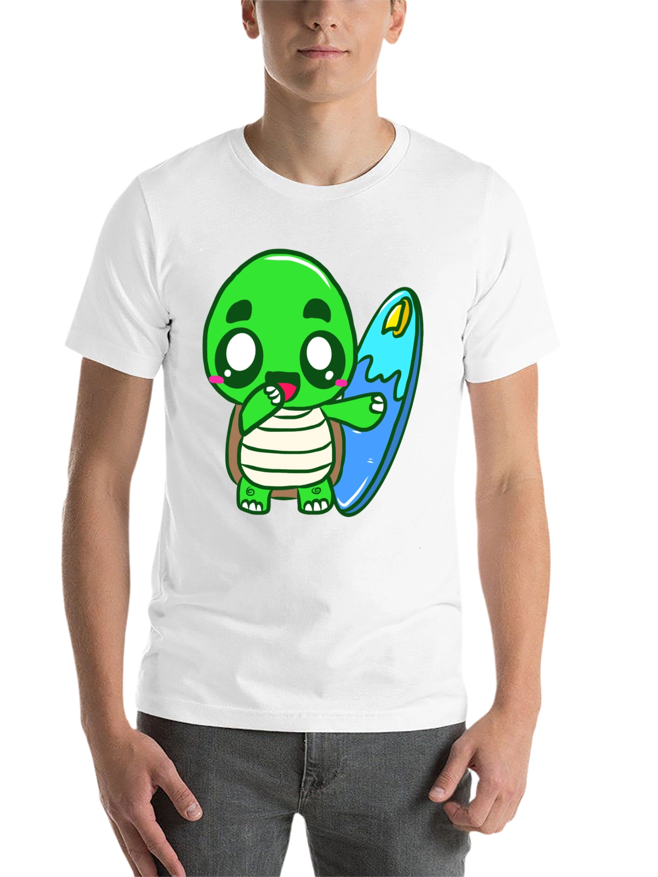 Black Cute Turtle Surfing Graphic Tee view 14