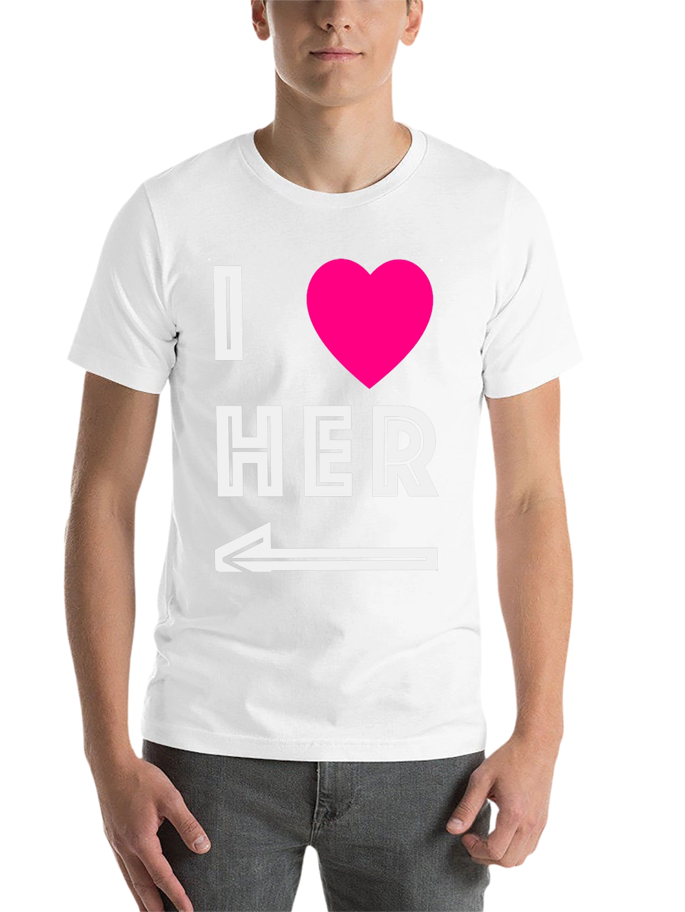 Black I Heart Her T-Shirt with Arrow Graphic view 14