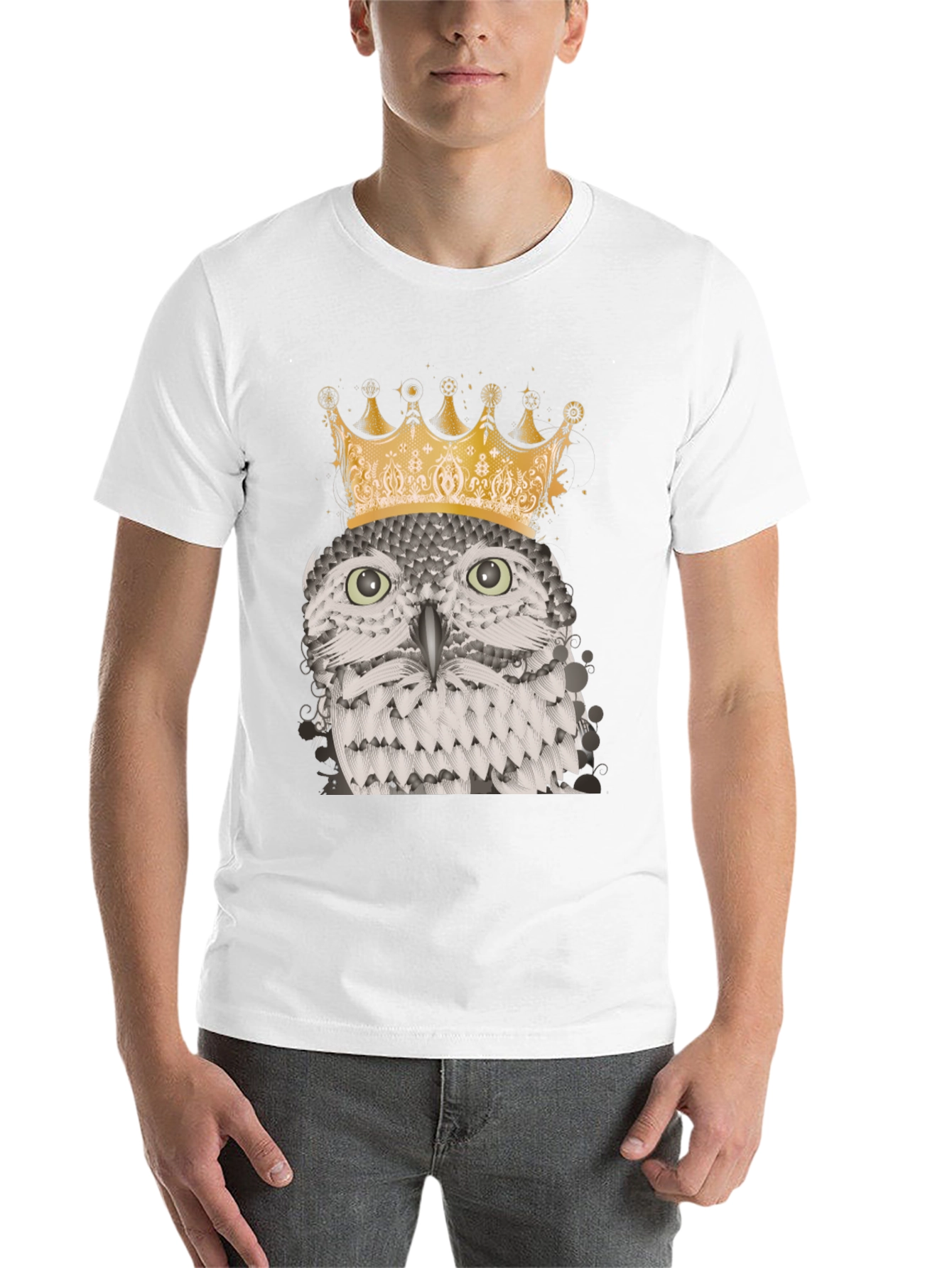 Black Owl King Graphic Tee - Black Cotton Blend T-Shirt view 14