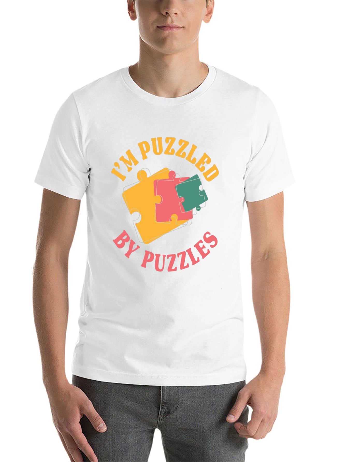 Black Puzzled by Puzzles Black Graphic Tee Shirt view 14