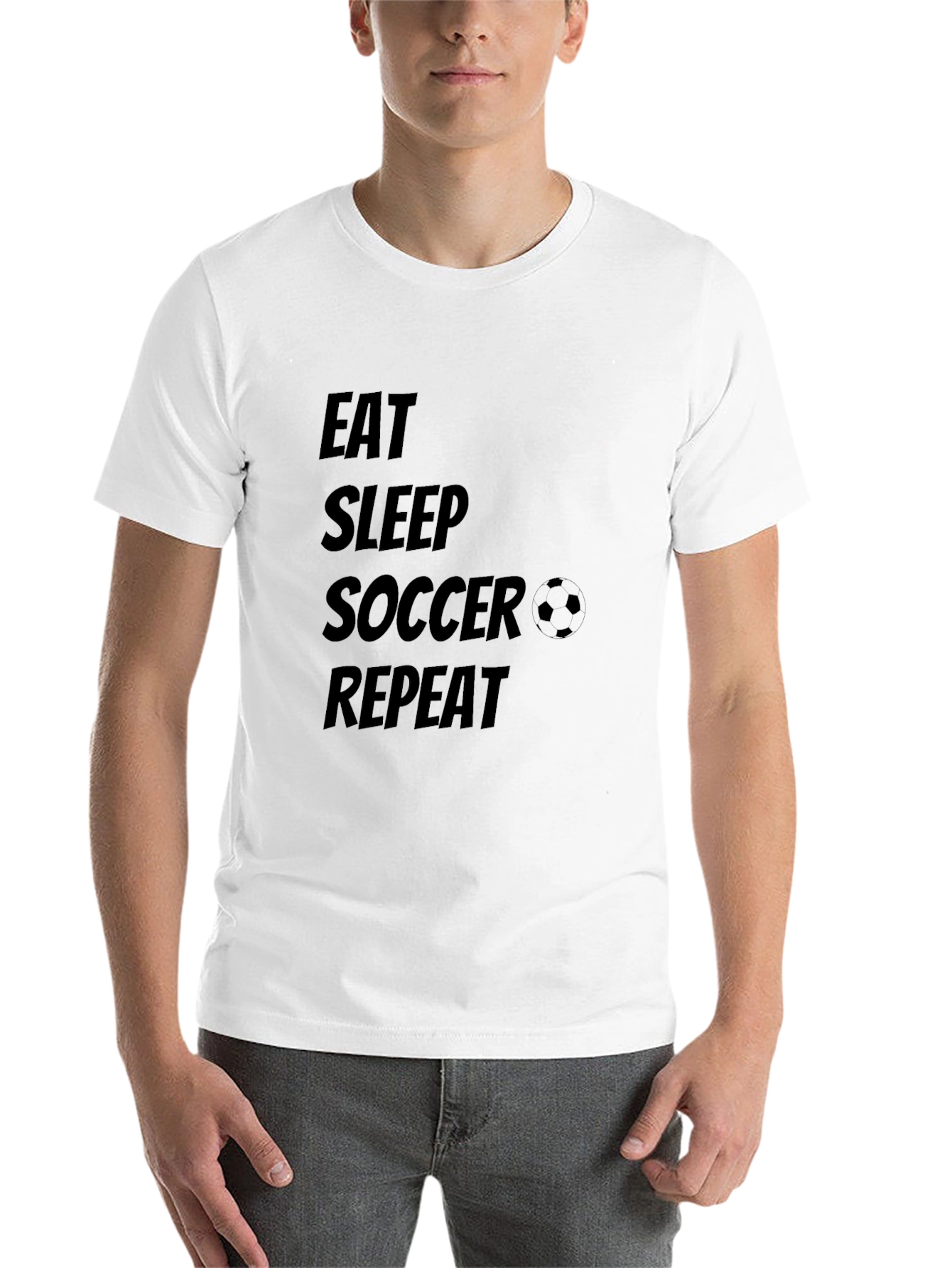 Black Eat Sleep Soccer Repeat Graphic Tee view 14