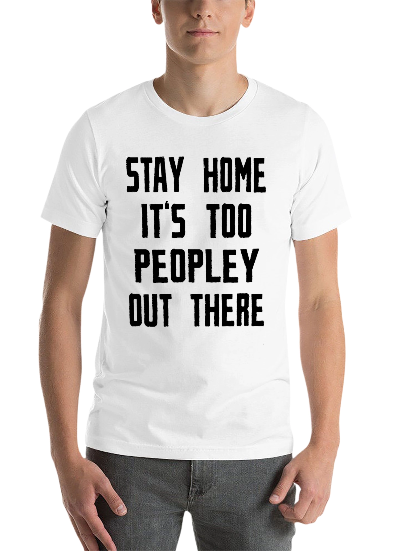 Black Stay Home It's Too Peopley T-Shirt view 14