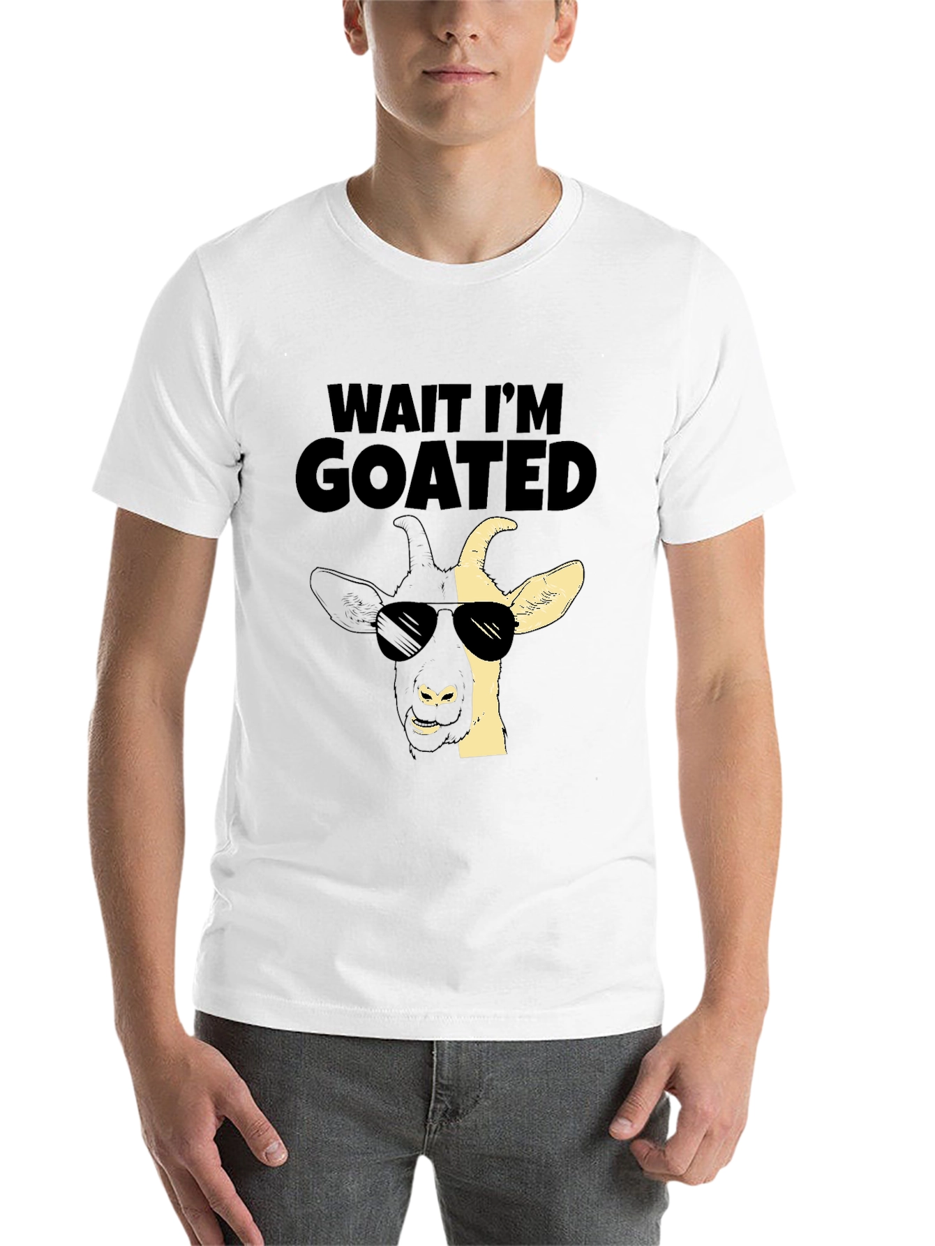 Black Wait I'm GOATED T-Shirt - Cool Goat Design view 14