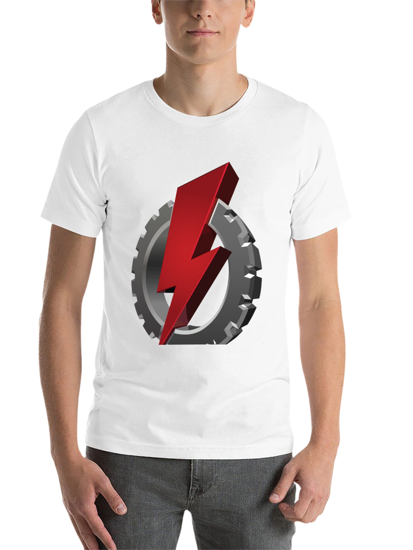 Black Gear & Lightning Bolt Graphic T-Shirt view 14
