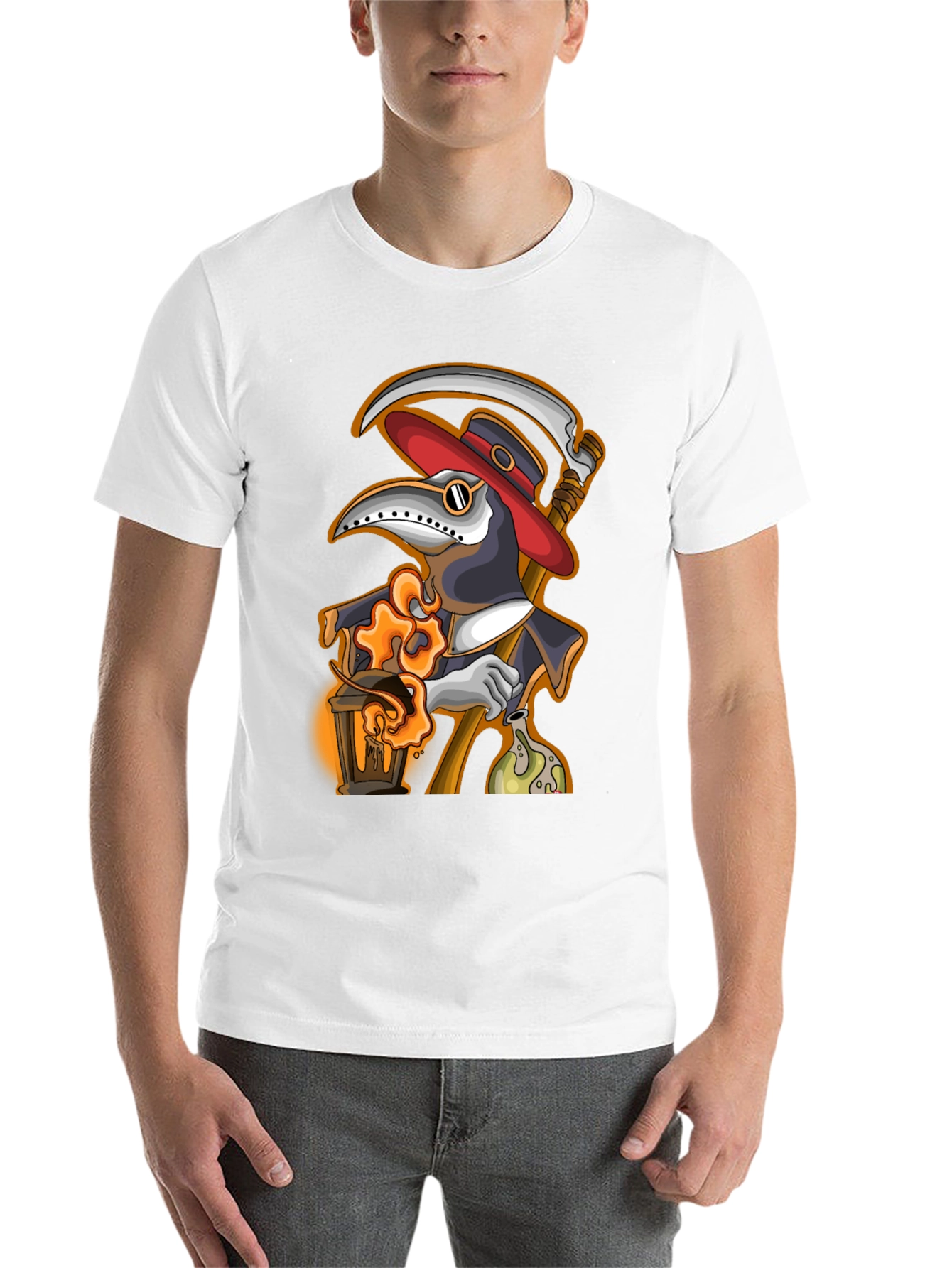 Black Plague Doctor Grim Reaper T-Shirt view 14