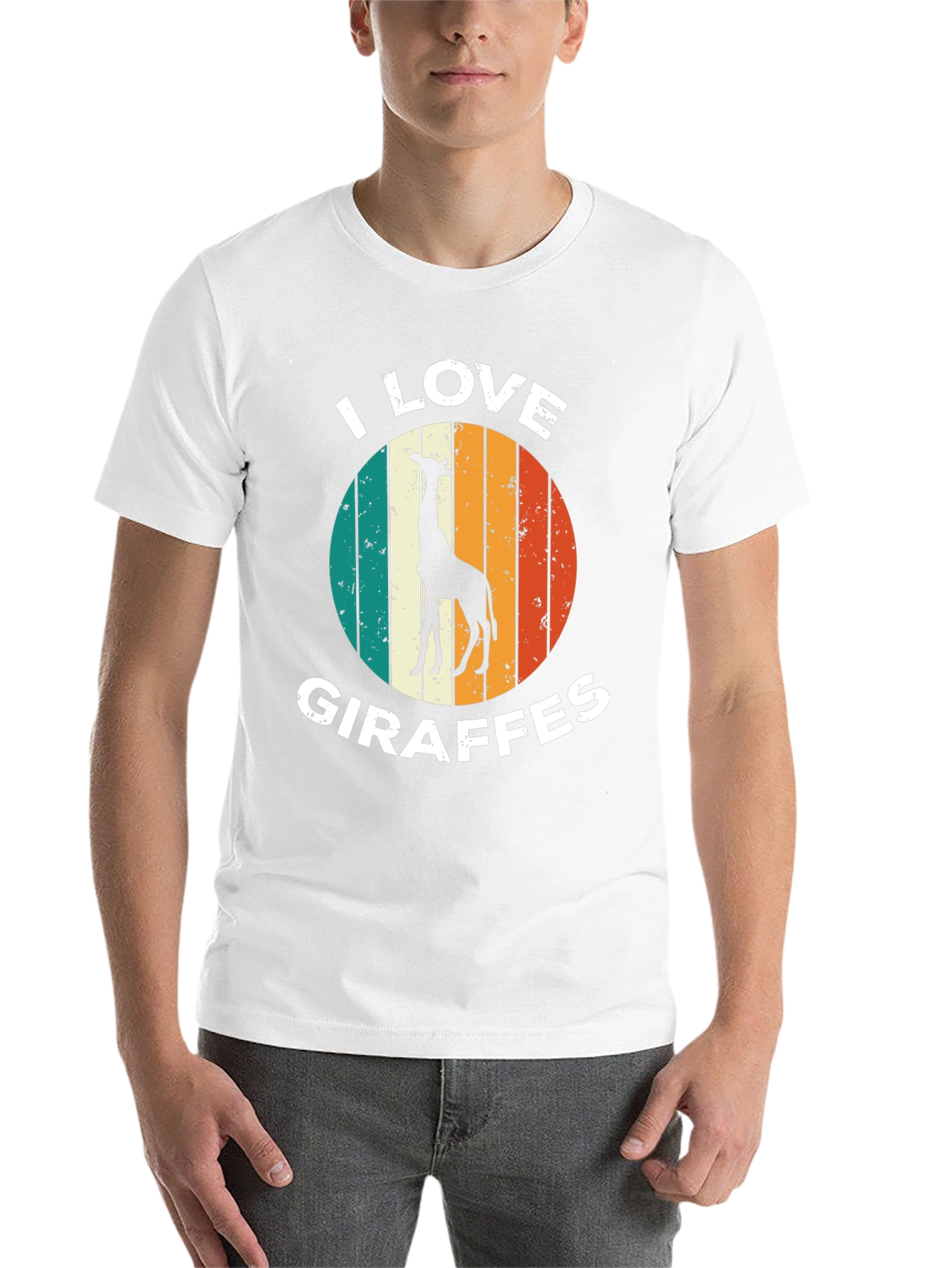 Black I Love Giraffes T-Shirt Retro Style view 14