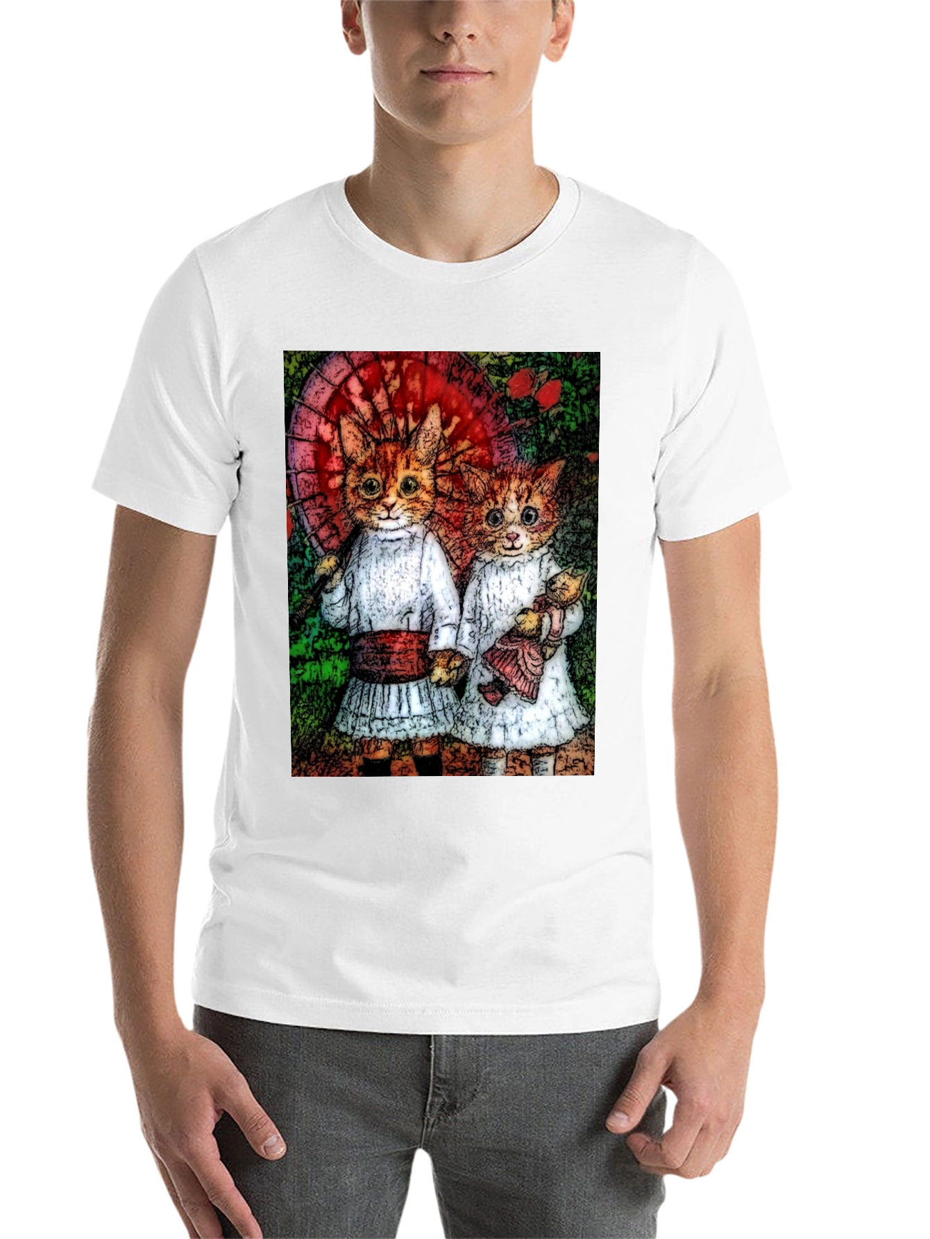 Black Cats Illustration T-Shirt, Cute Graphic Tee view 14