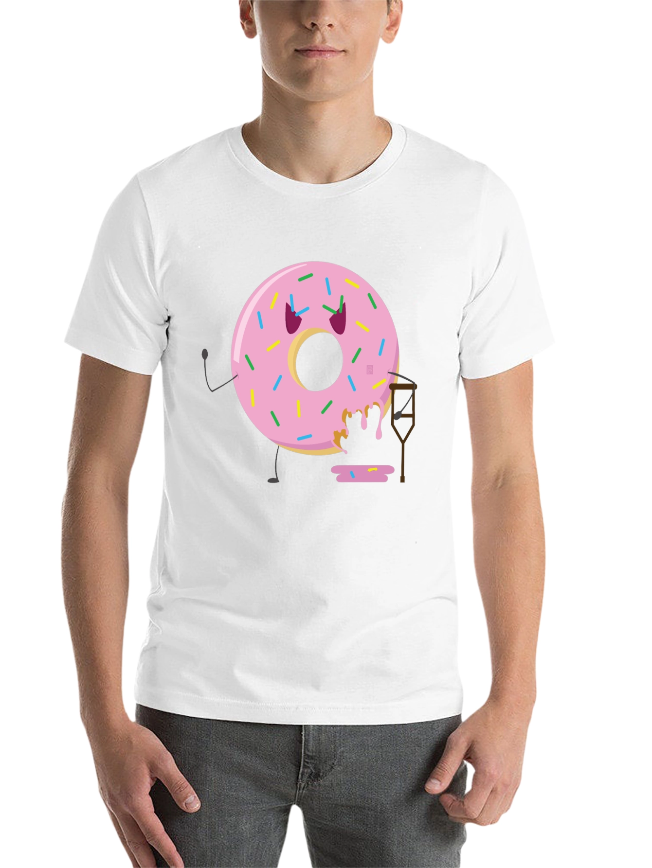 Black Funny Injured Donut T-Shirt view 14