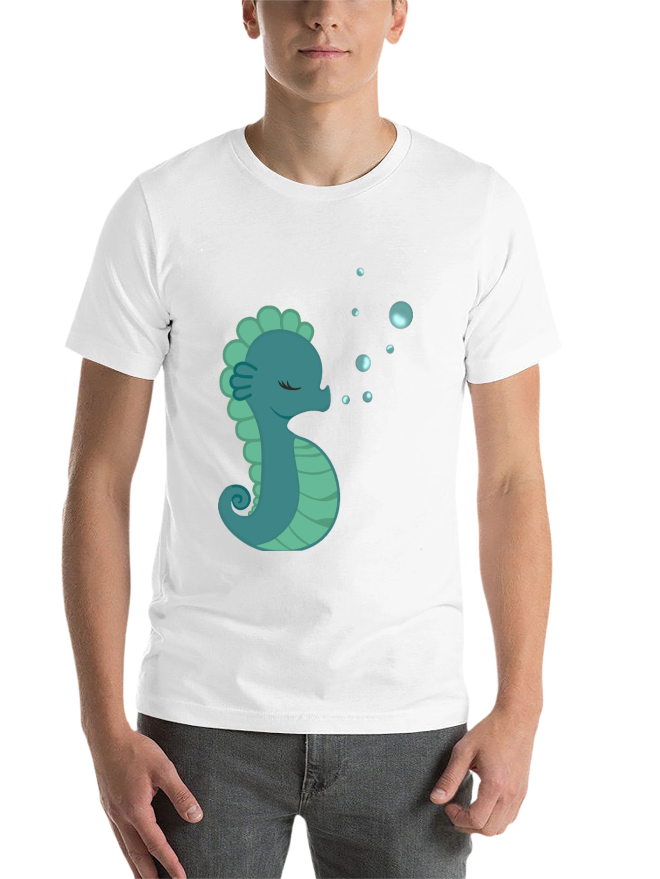 Black Seahorse Graphic T-Shirt - Black Cotton Tee view 14