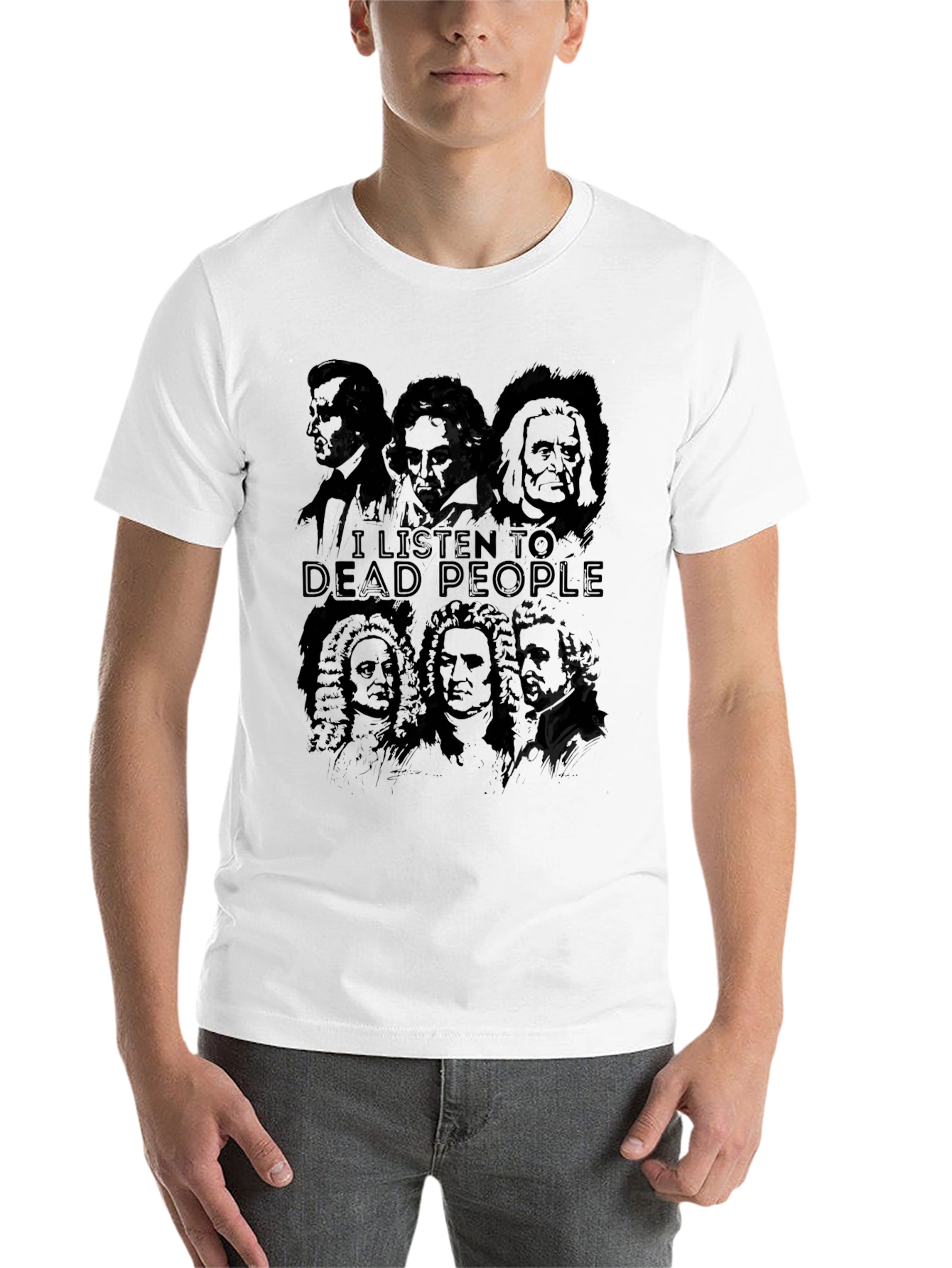 Black I Listen to Dead People T-Shirt view 14