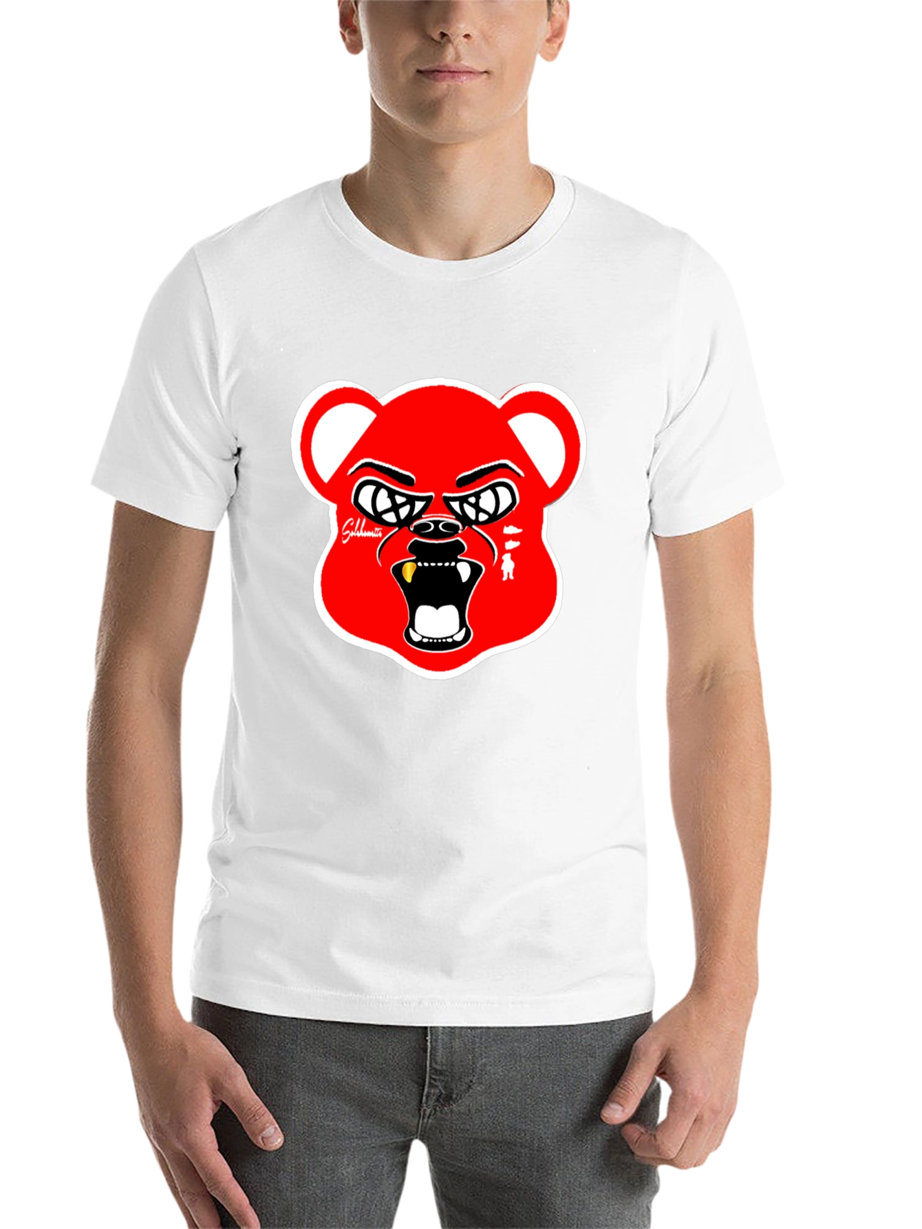 Black Red Bear Graphic Black T-Shirt view 14
