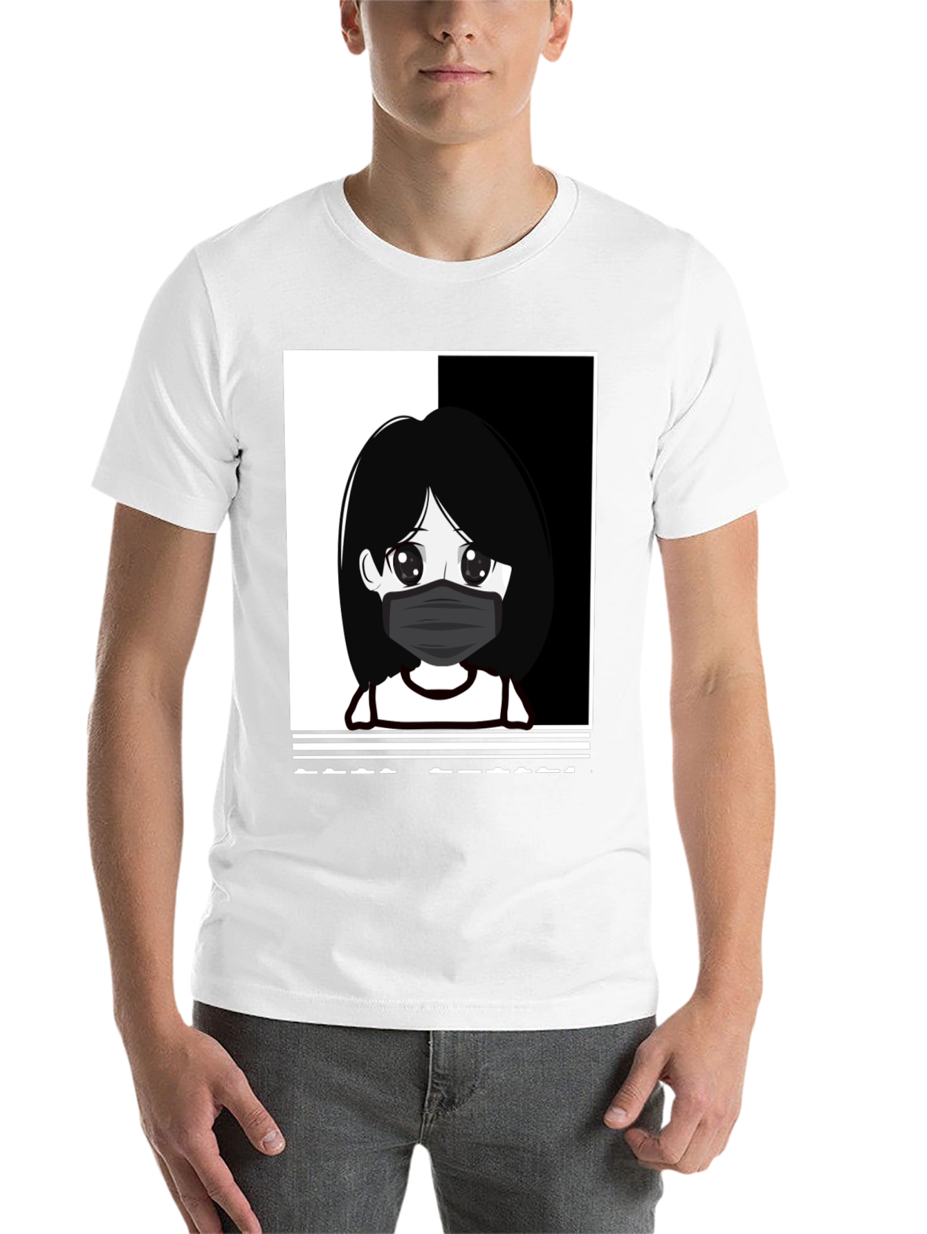Black Anime Girl Masked Black T-Shirt view 14