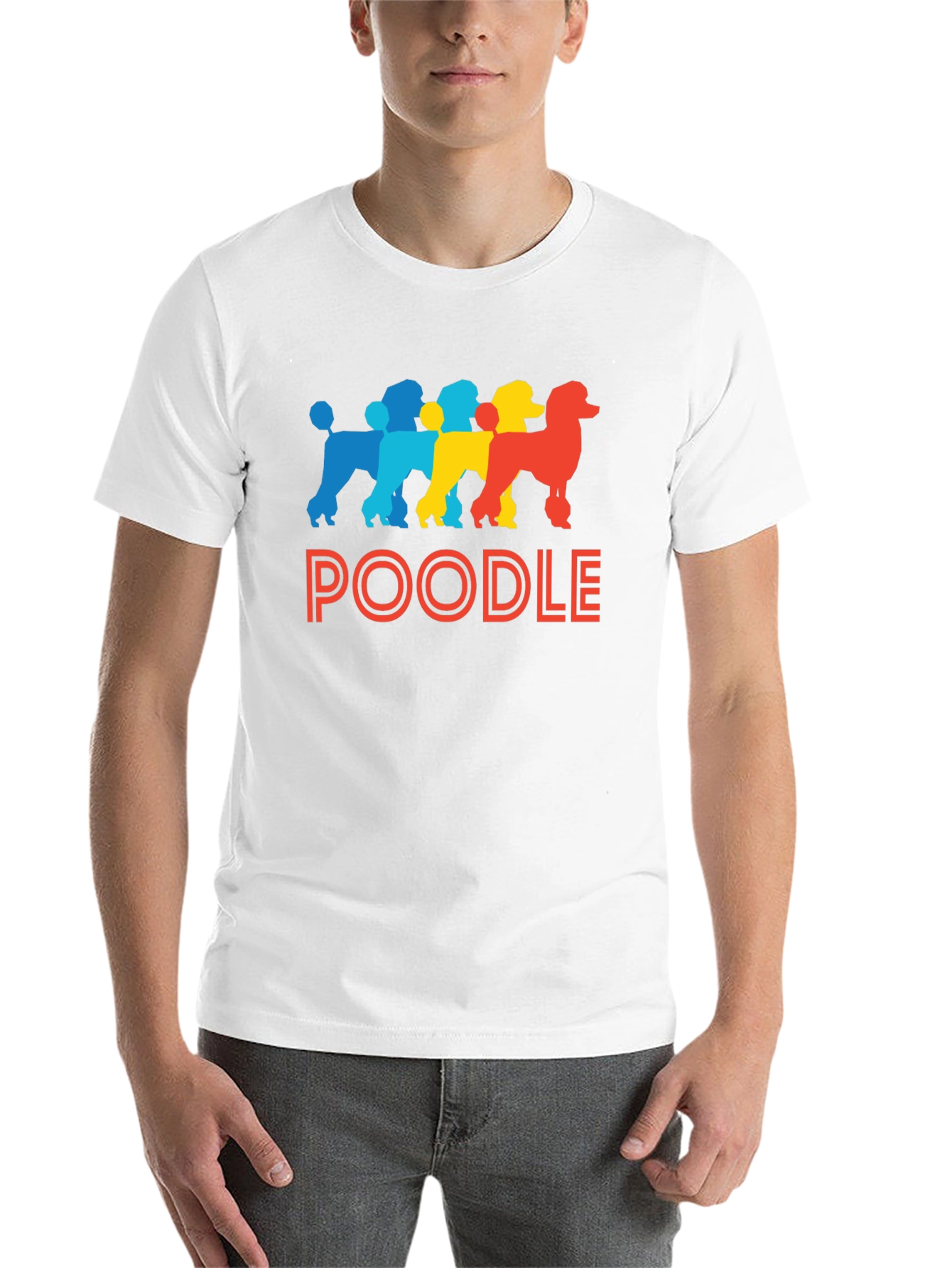 Black Colorful Poodle Silhouette T-Shirt view 14