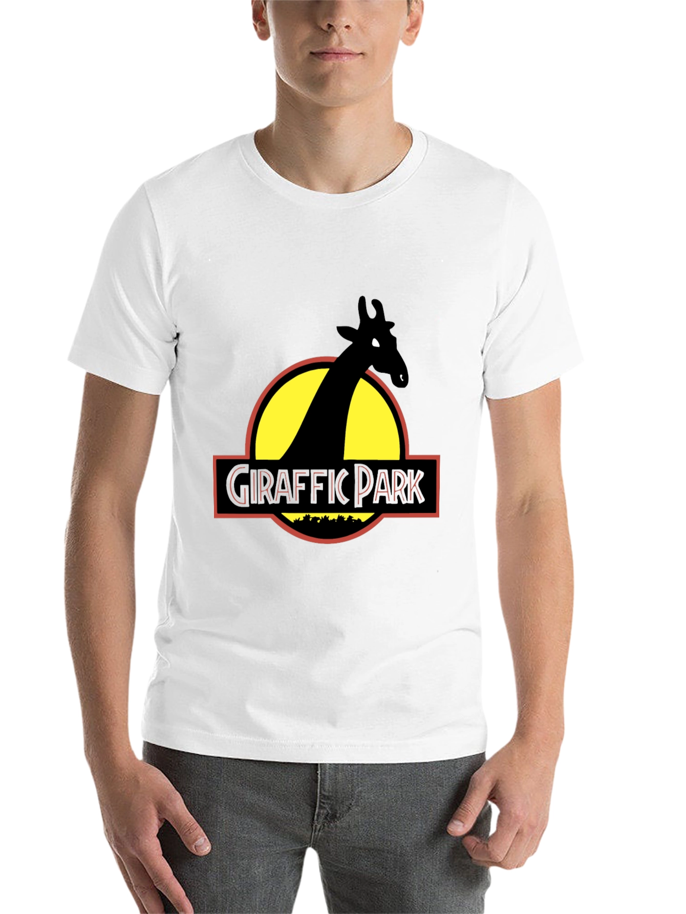 Black Giraffe Park Graphic Tee - Jurassic Humor T-Shirt view 14