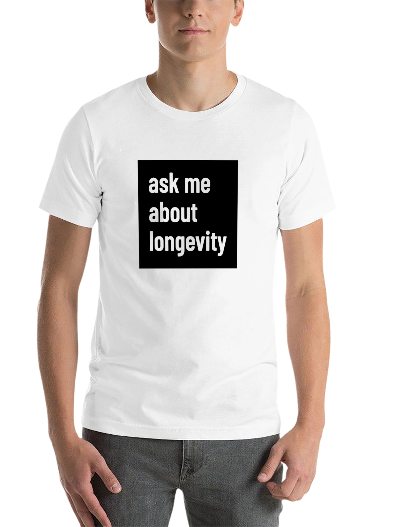Black Ask Me About Longevity Black T-Shirt view 14