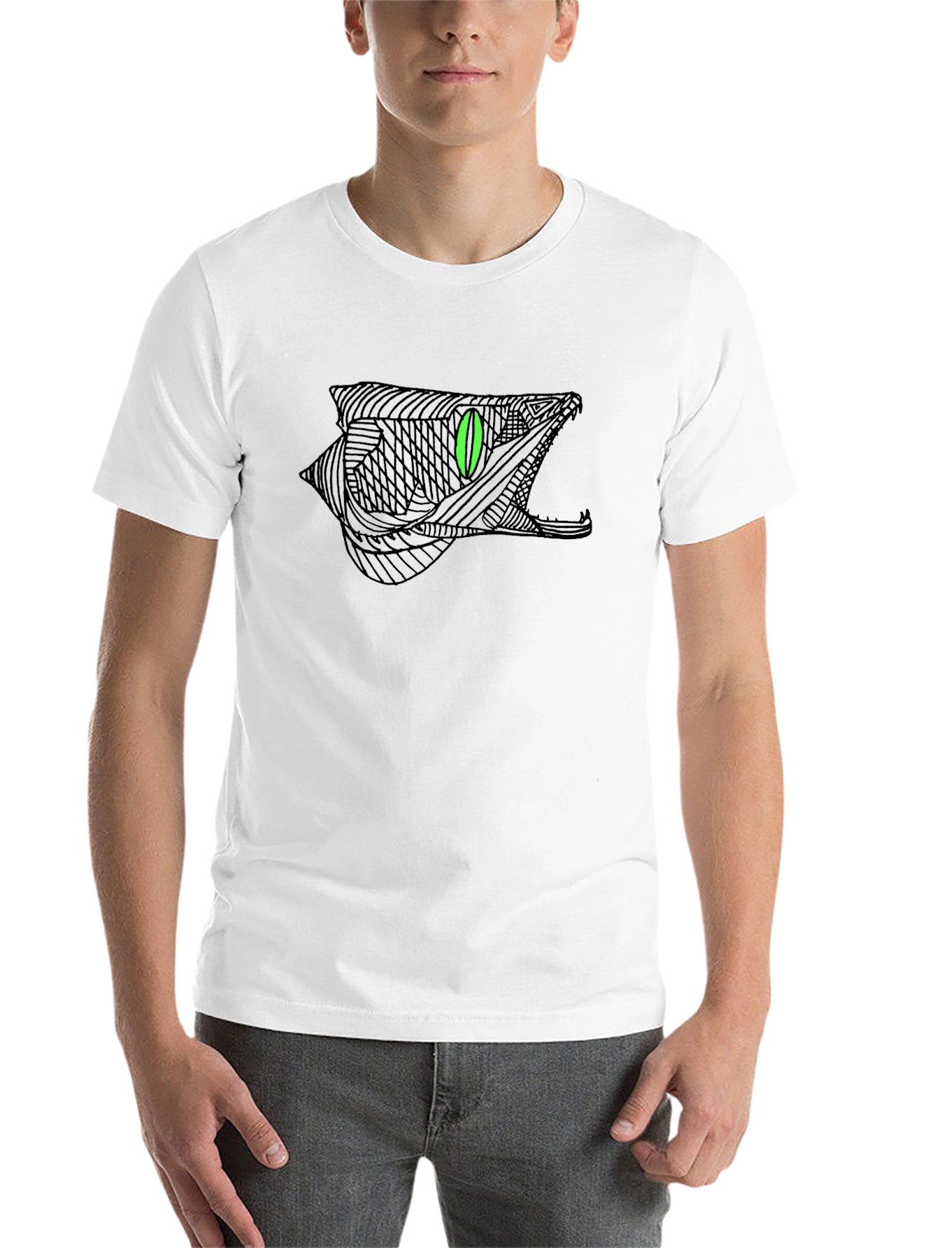 Black Men's Black Snake Graphic Tee - Stylish Design view 14