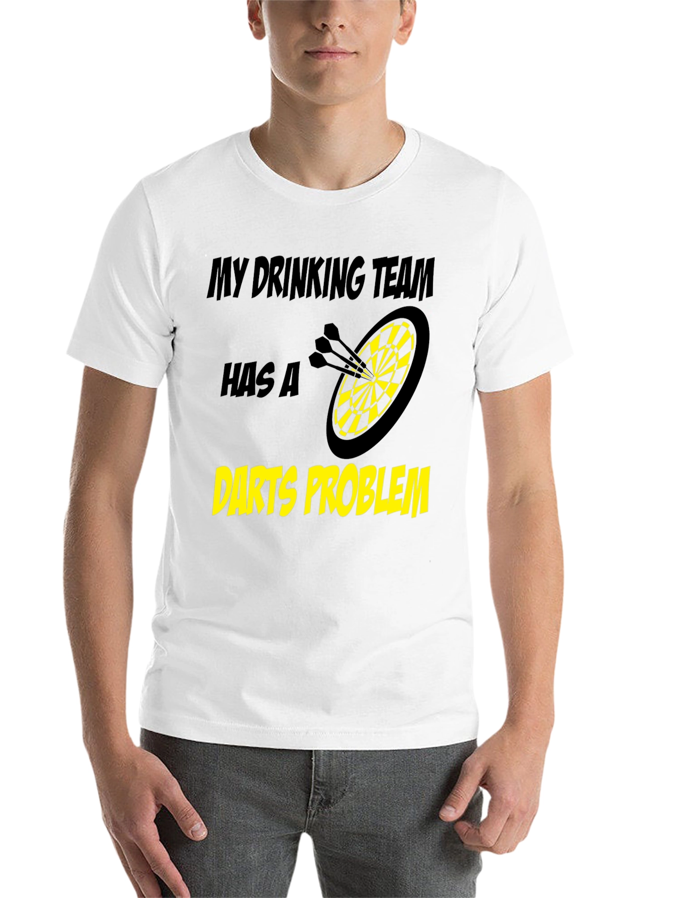 Black Darts Problem Funny Drinking Team Black T-Shirt view 14