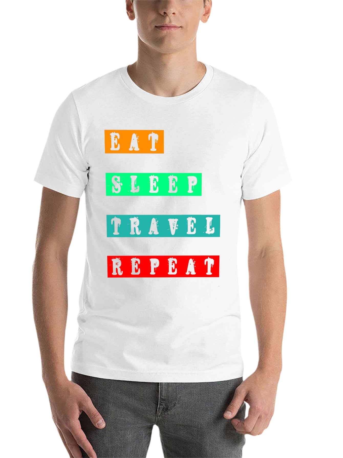 Black Eat Sleep Travel Repeat Graphic Tee view 14