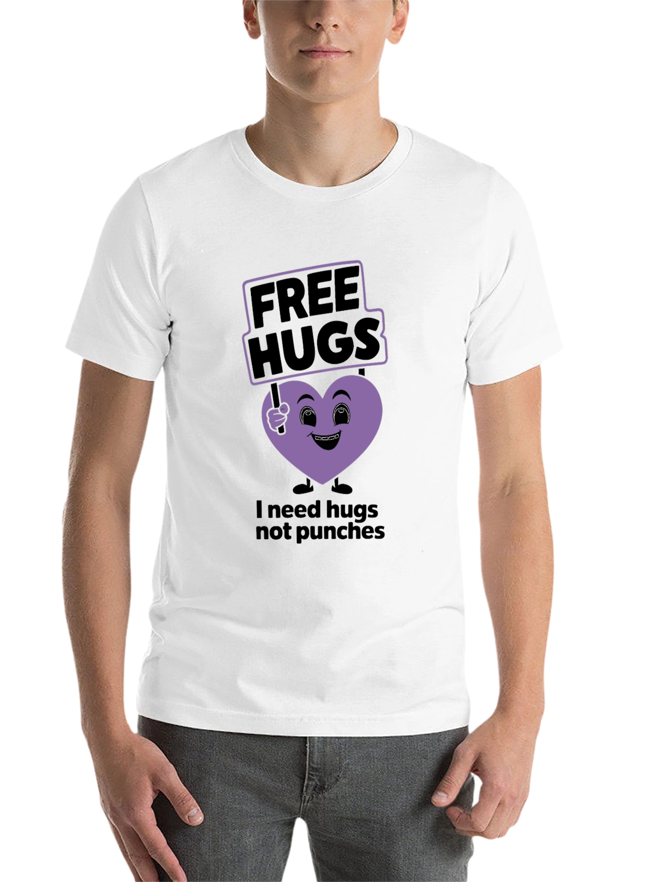 Black Free Hugs T-Shirt - Needs Hugs, Not Punches view 14