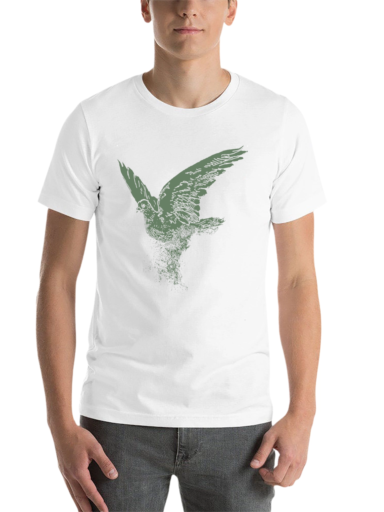 Black Men's Black T-Shirt with Flying Bird Graphic view 14
