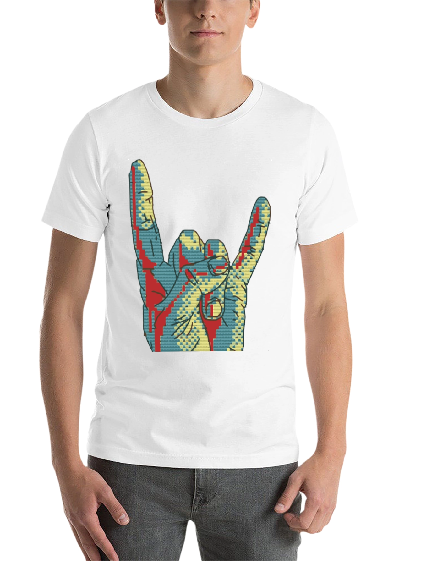 Black Rock On! Graphic Tee - Cool Hand Gesture Shirt view 14