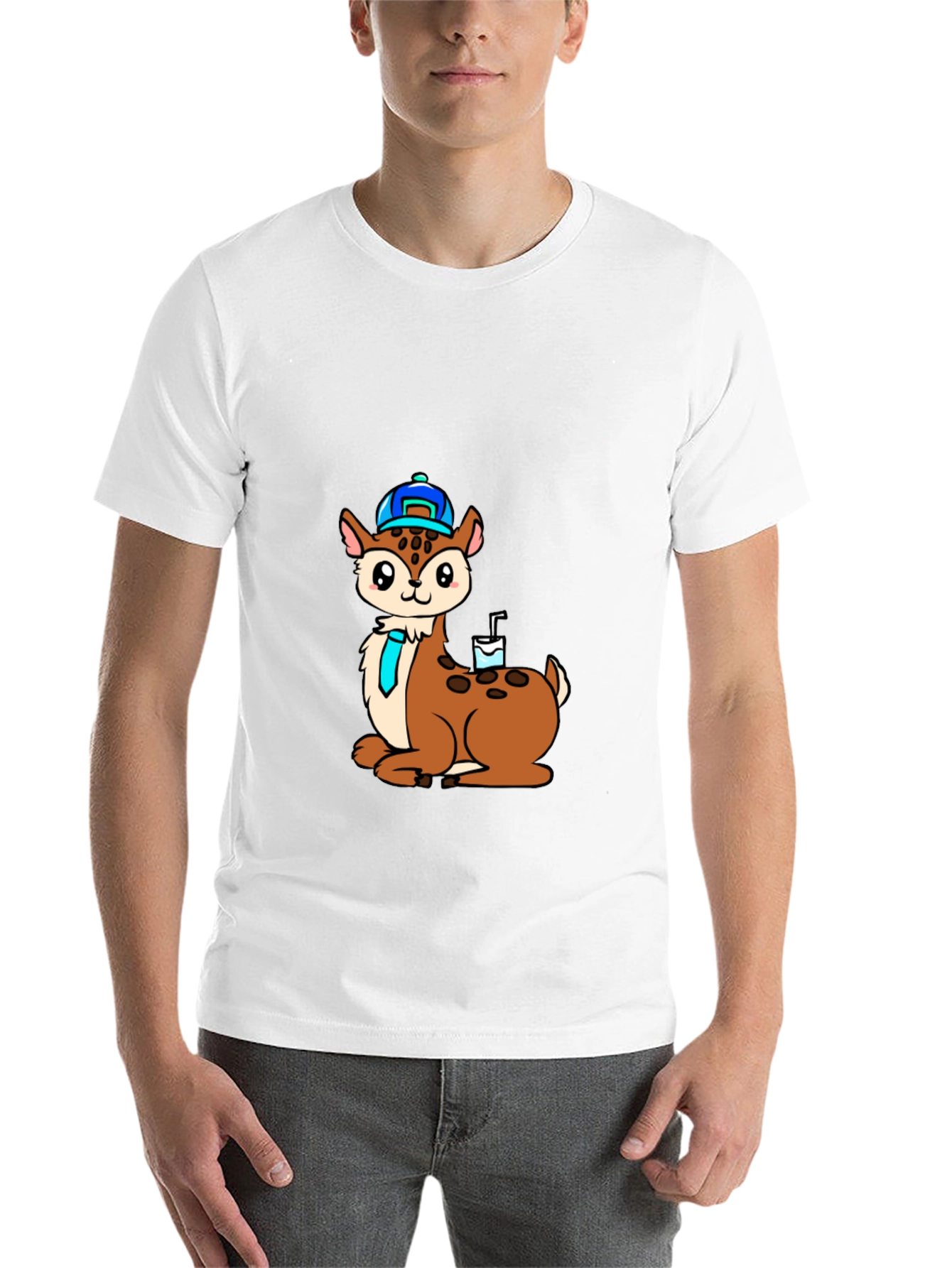 Black Cartoon Deer T-Shirt view 14