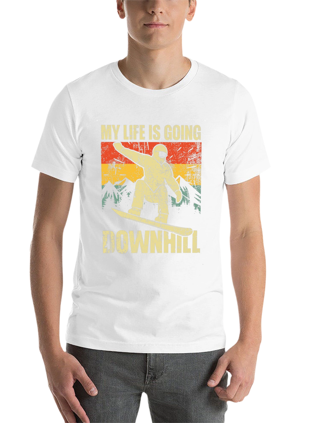 Black My Life is Going Downhill Snowboarder T-Shirt view 14