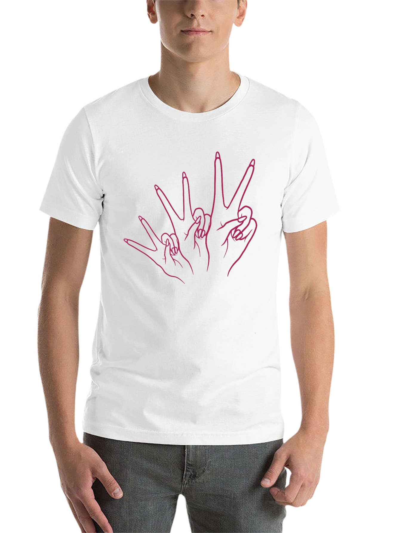 Black Peace Sign Hands Graphic Black T-Shirt view 14